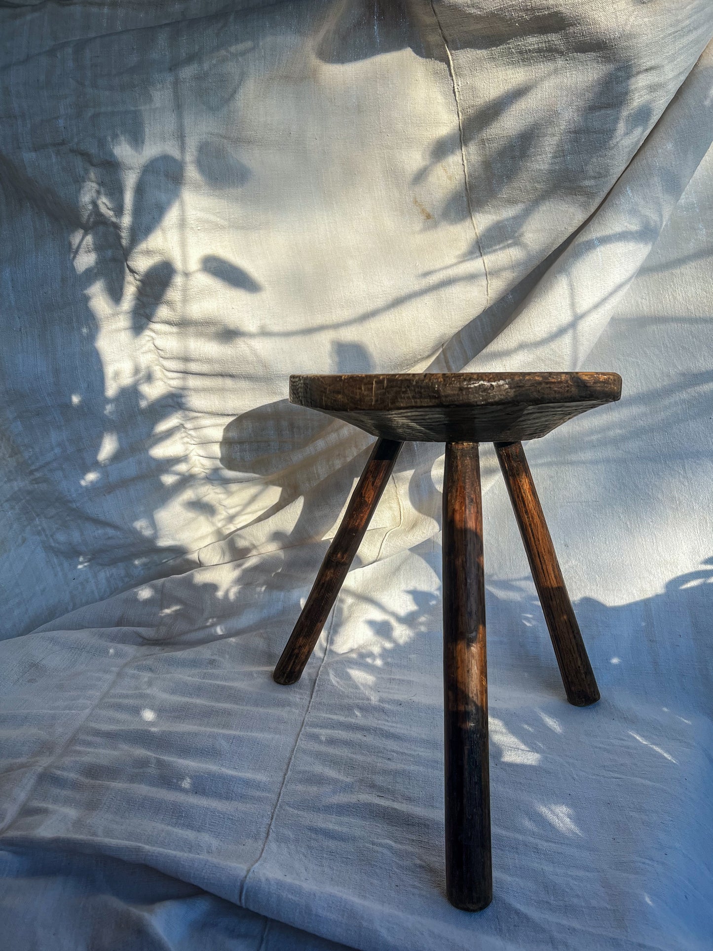Handmade Wooden Milking Stool – Pyrenees, 19th Century