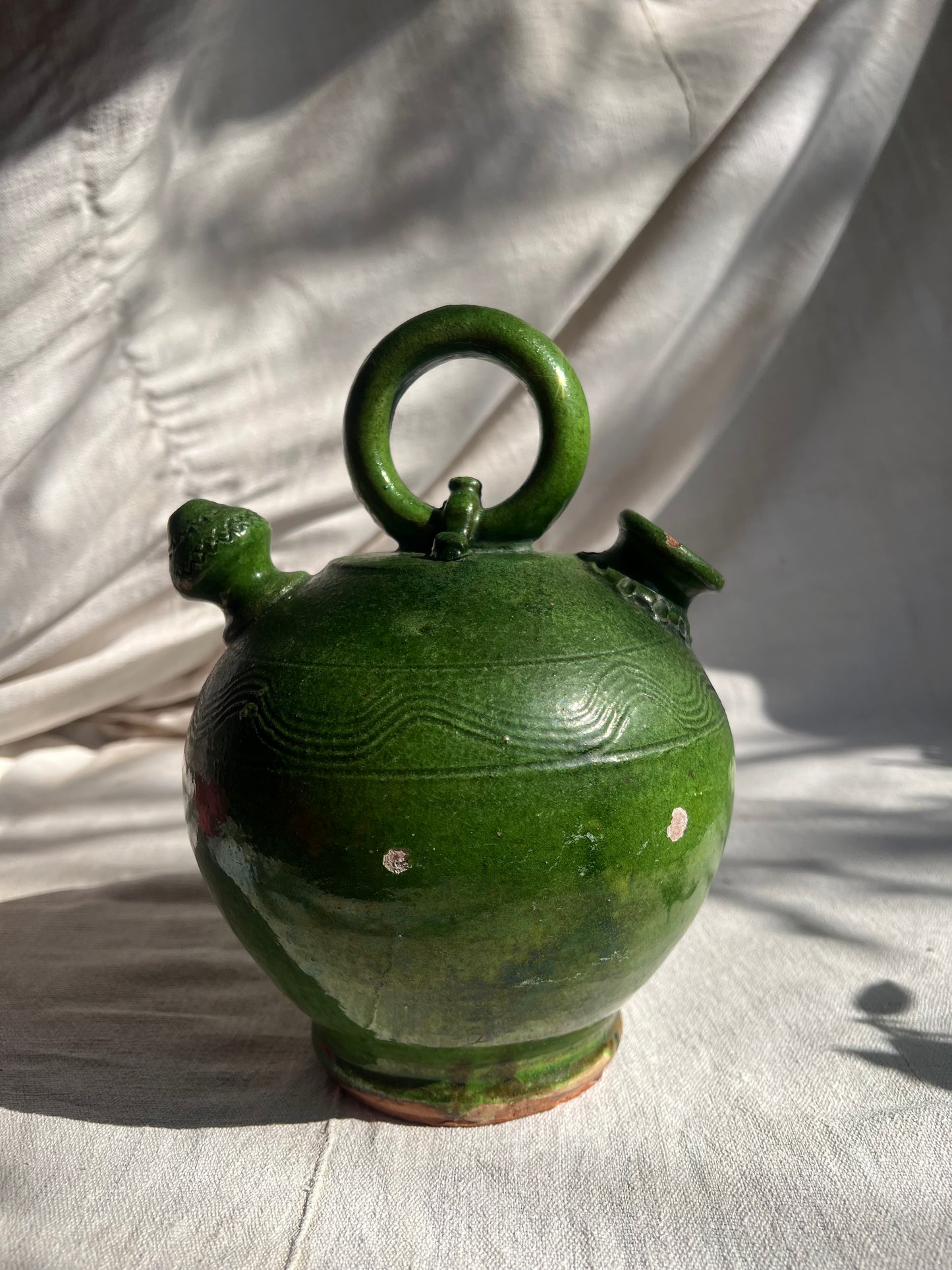 Rare 19th-Century Green-Glazed Water Jug