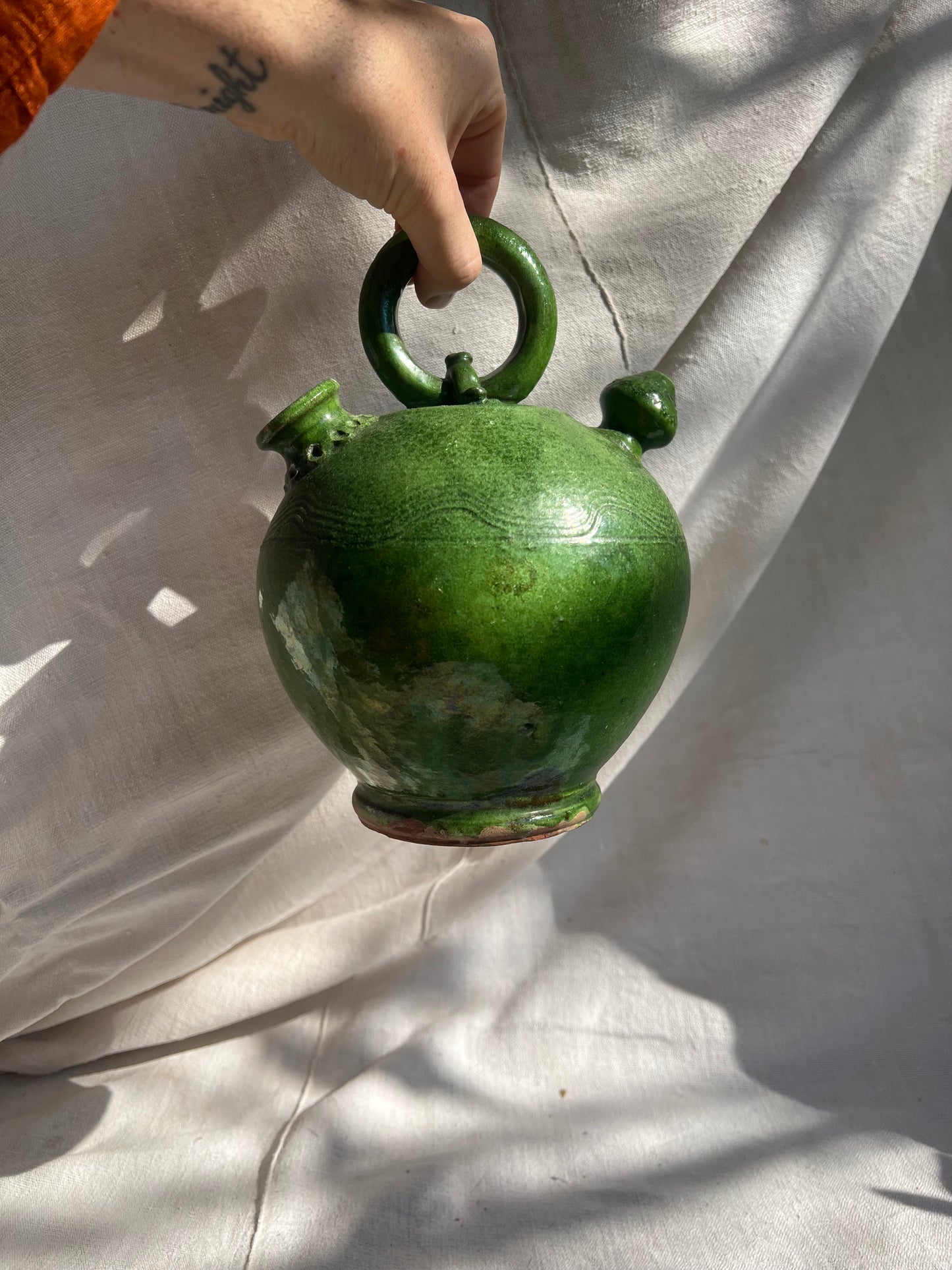 Rare 19th-Century Green-Glazed Water Jug