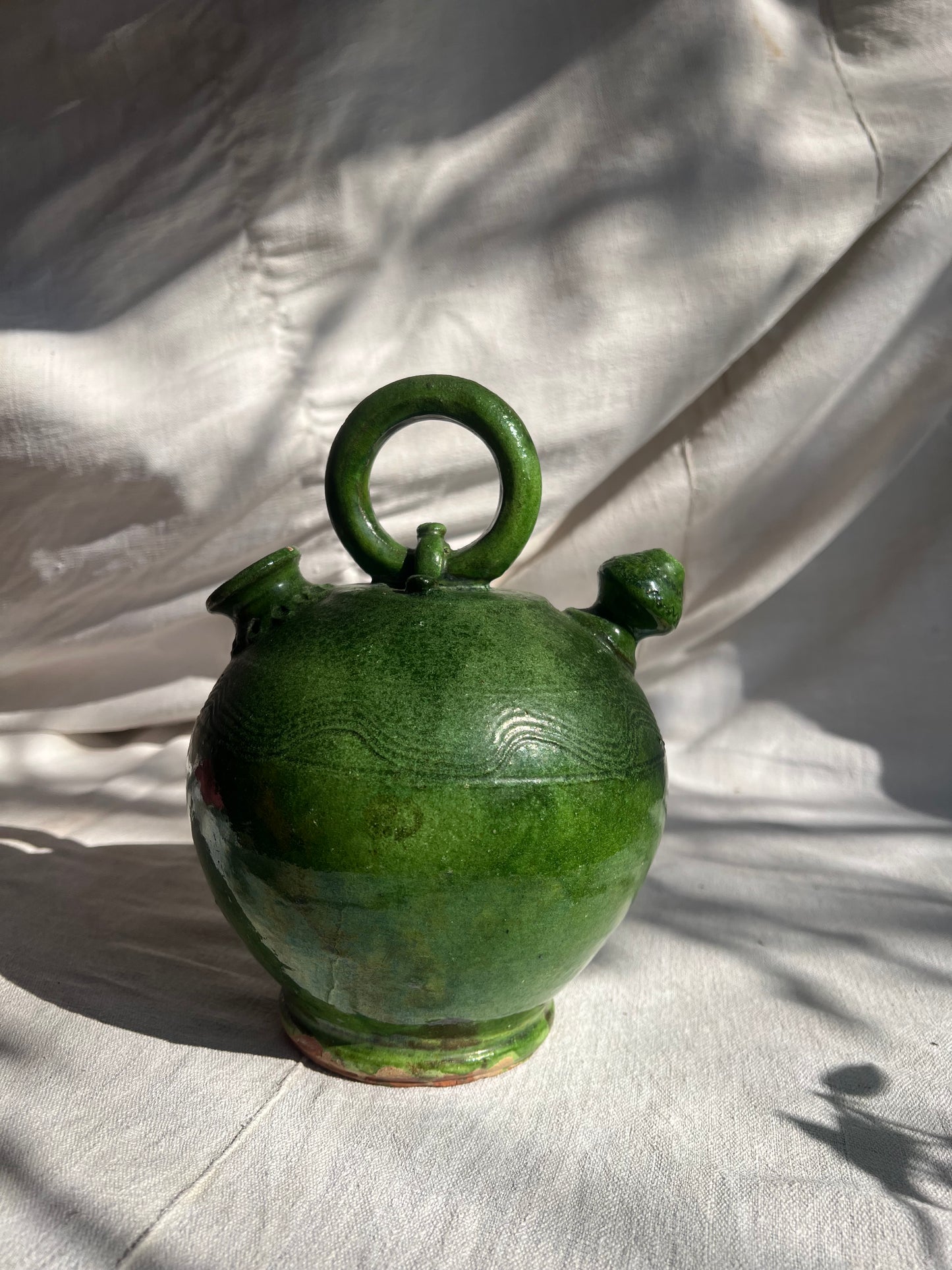 Rare 19th-Century Green-Glazed Water Jug