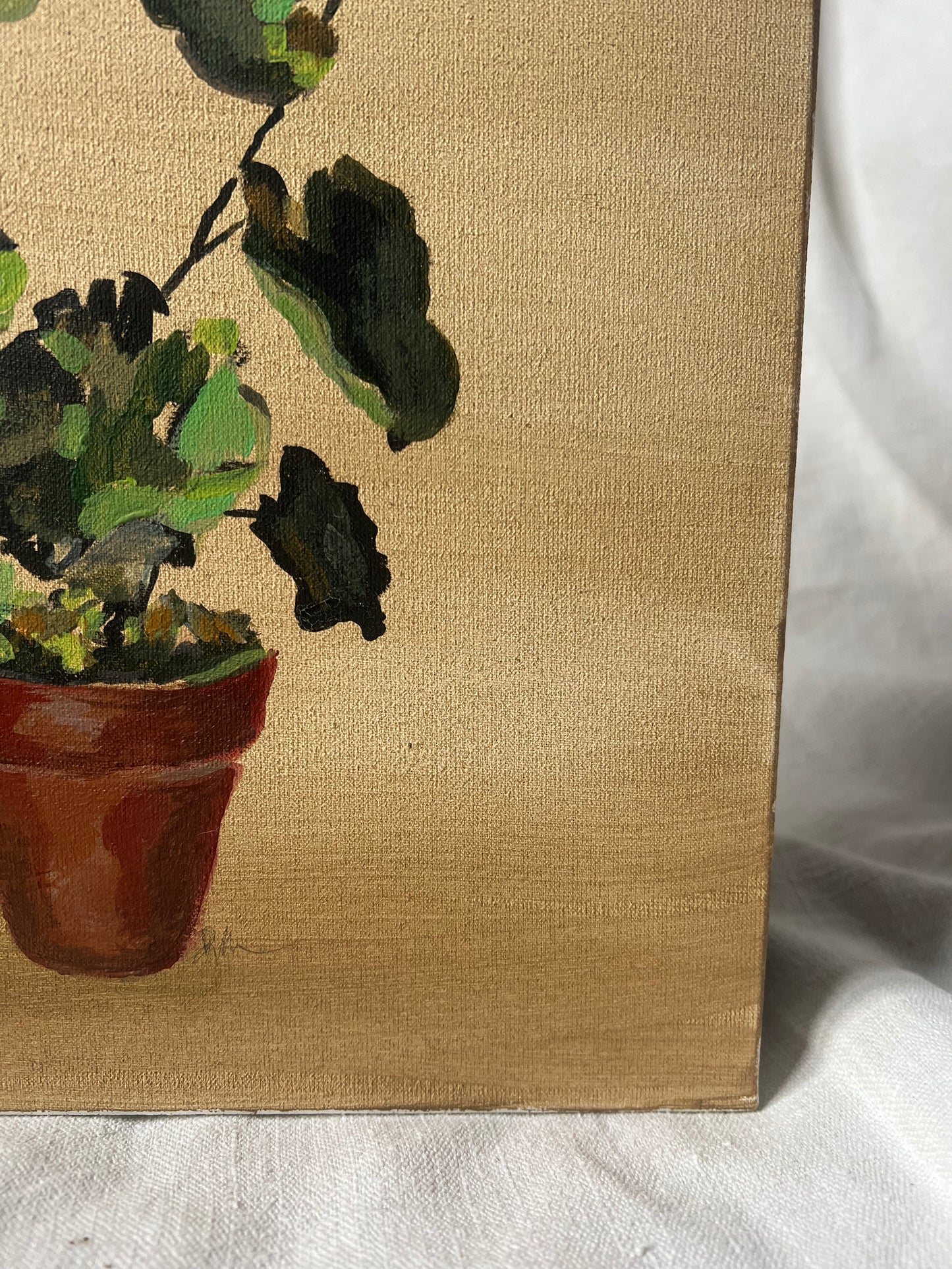 Peinture originale sur toile « Géranium en pot »