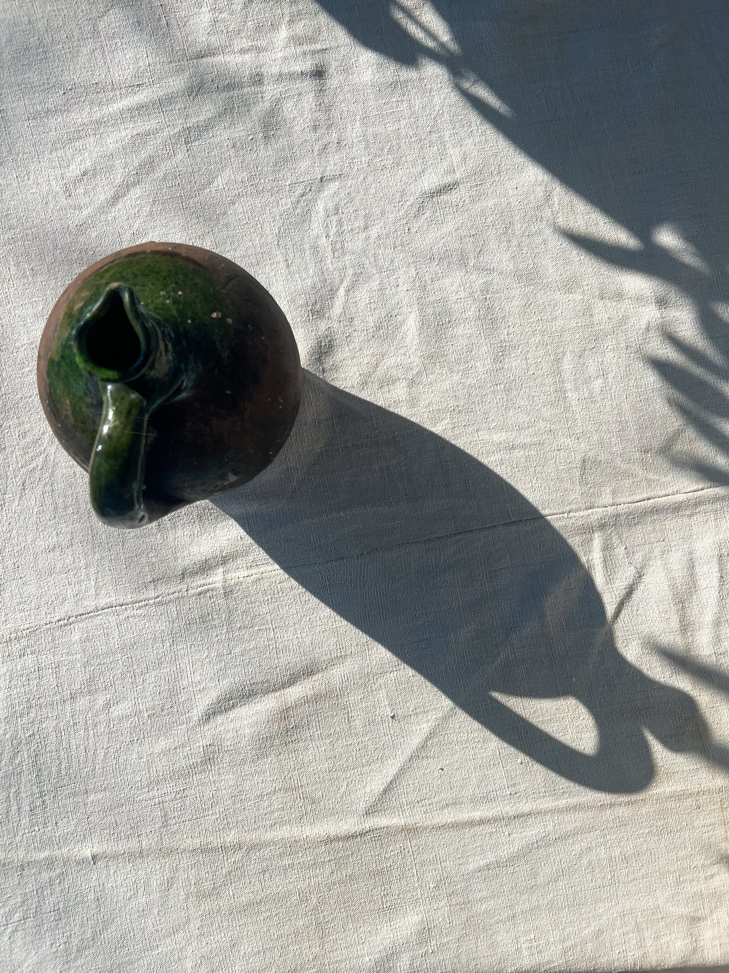 Green Glaze Pottery Pitcher - 18th Century