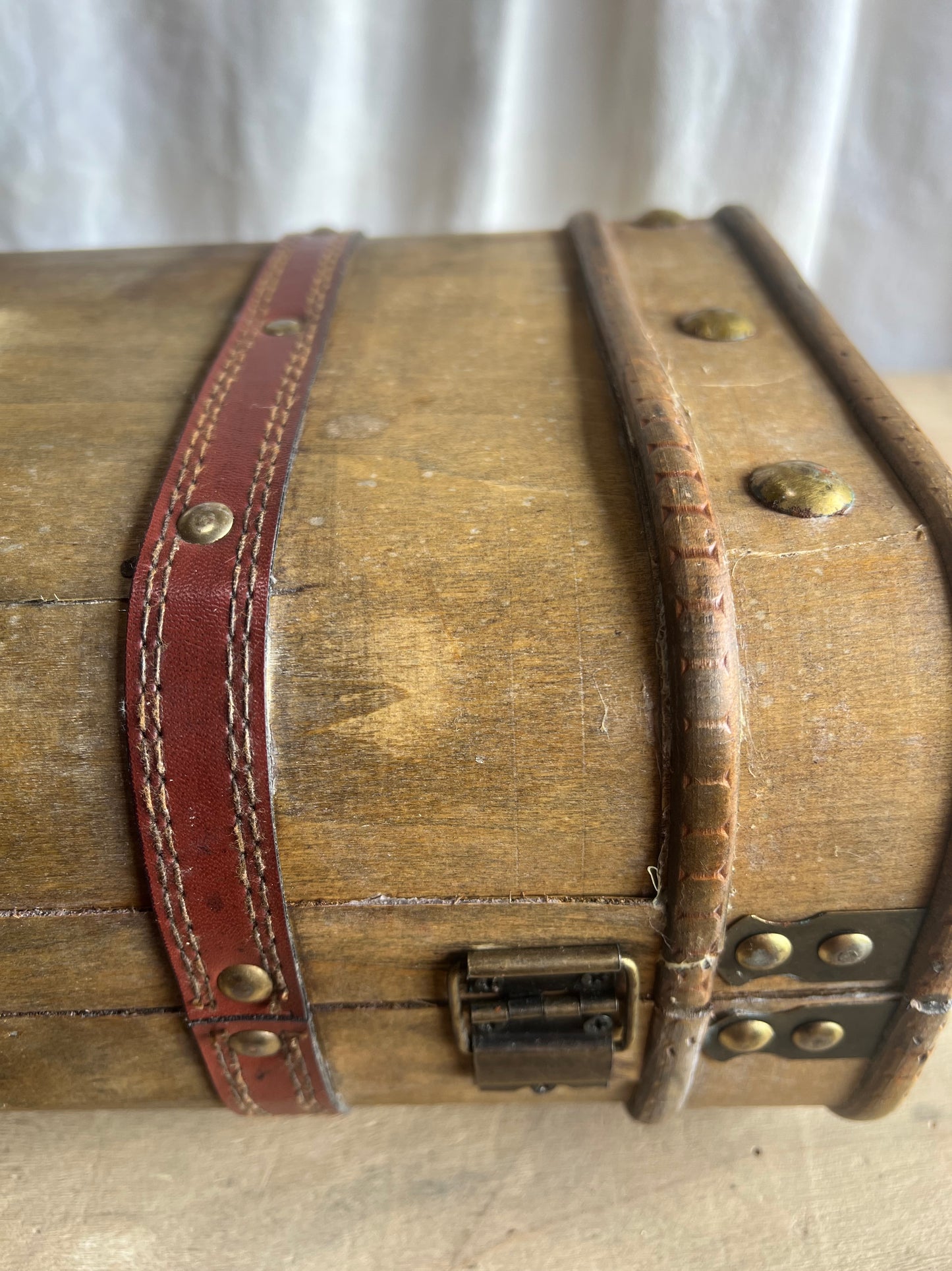 Handmade Wooden Luggage with Leather Straps