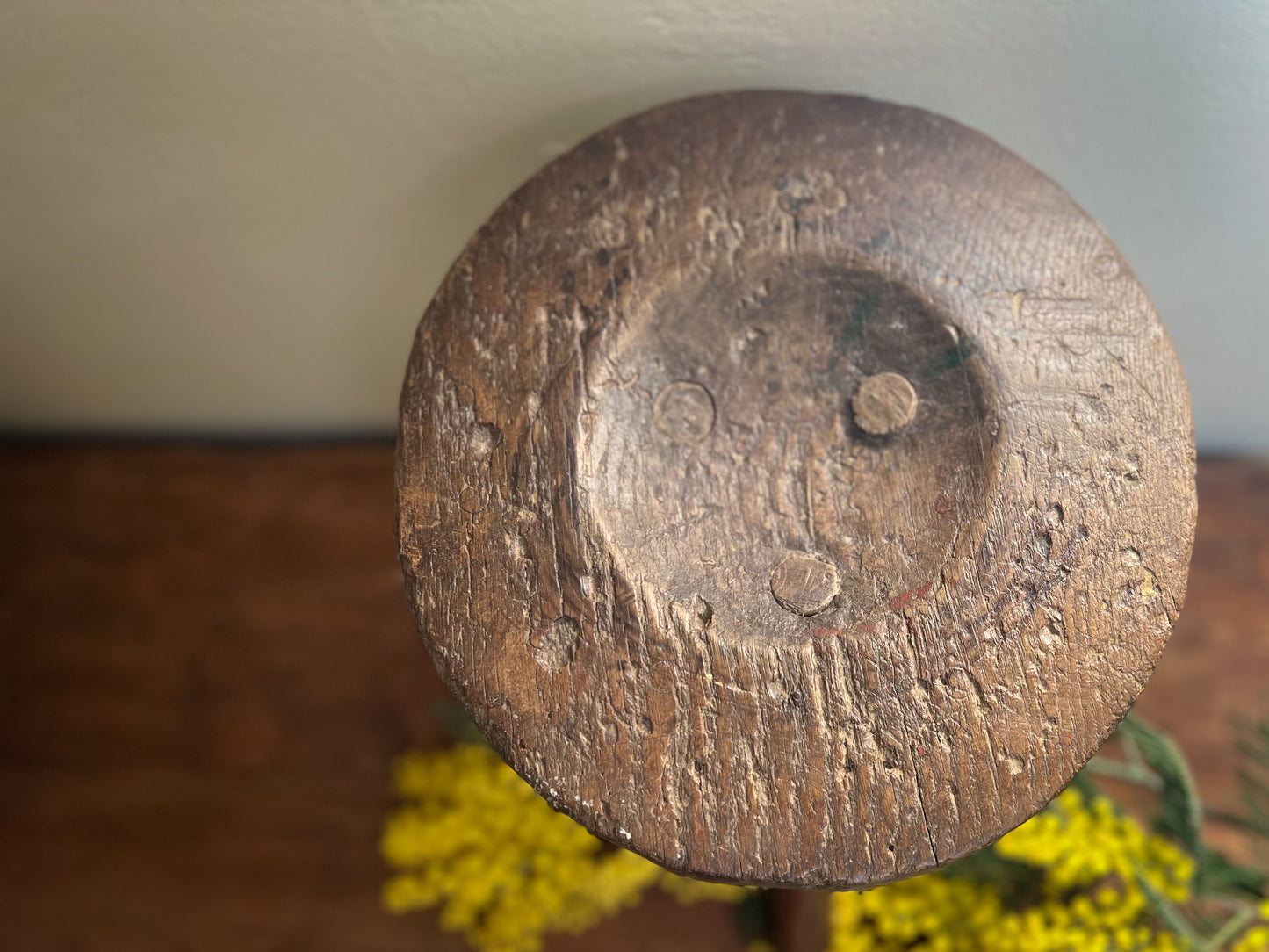 Handmade Wooden Milking Stool – Pyrenees, 19th Century