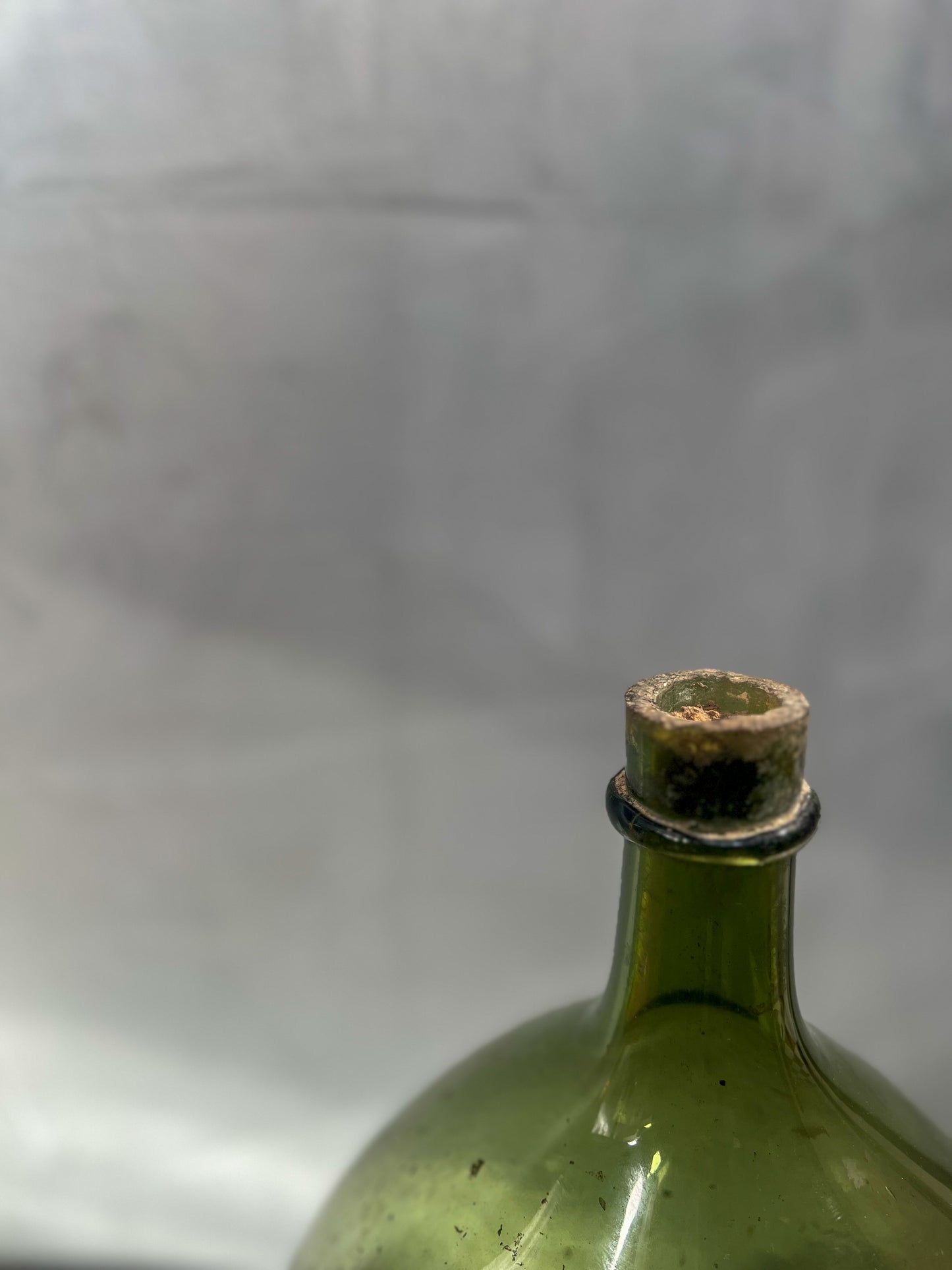 French Large Green Glass Dame Jeanne