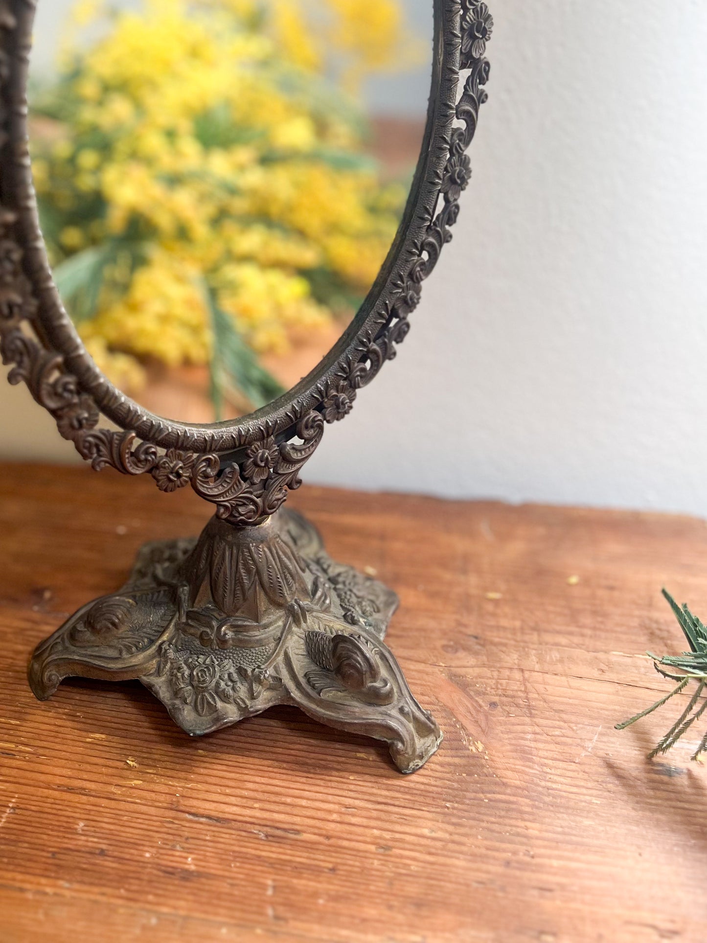 Ornate Italian Brass Vanity Mirror
