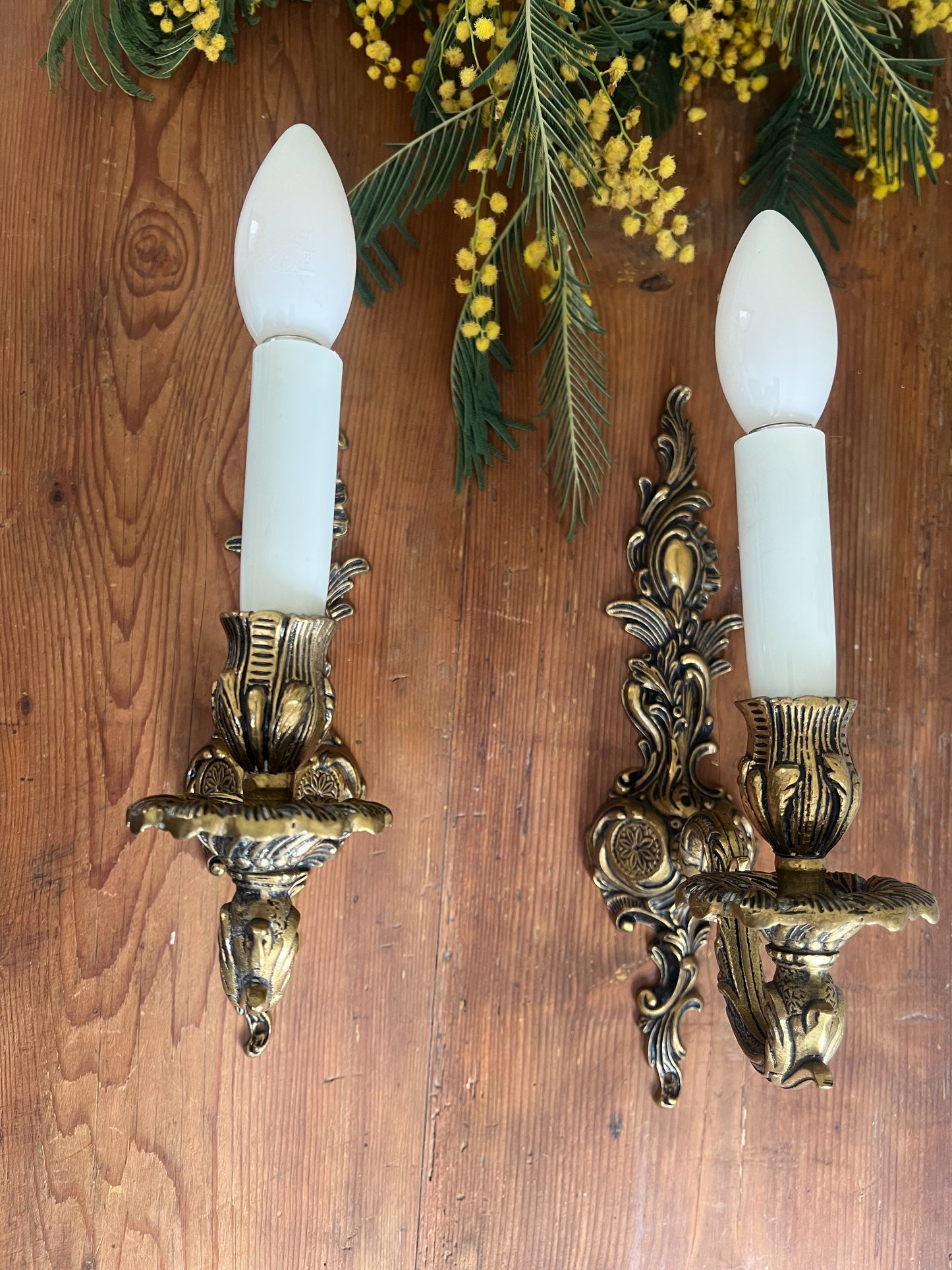 Traditional French Brass Wall Sconces – Late 19th/Early 20th Century