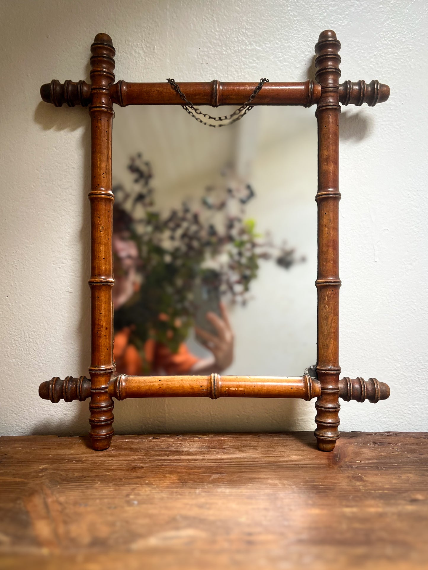 Miroir français en faux bambou