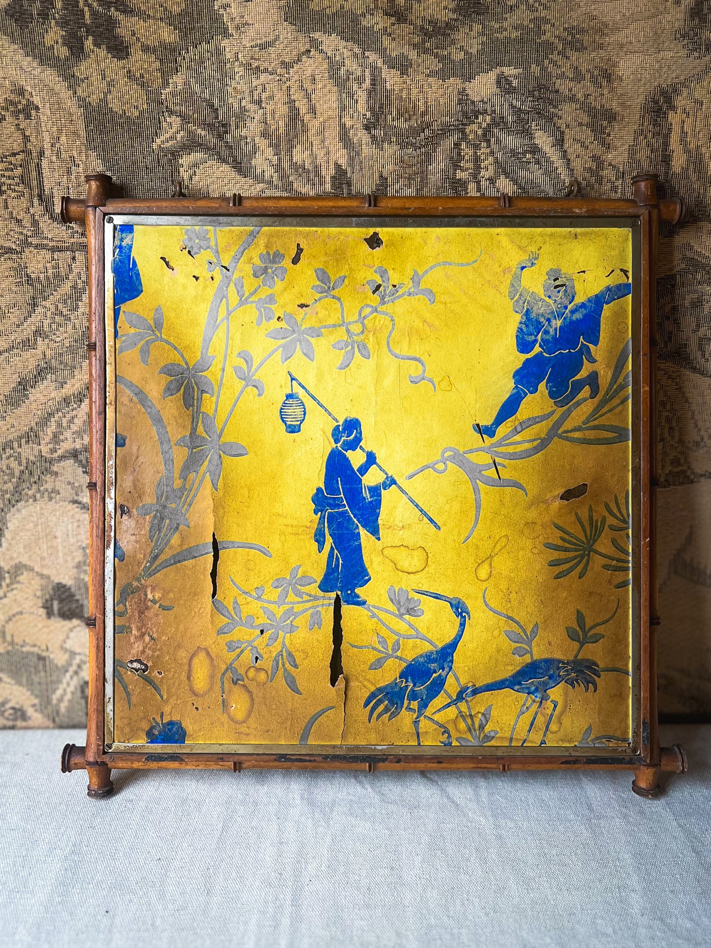 19th Century French Chinoiserie Mirror with Bamboo Frame