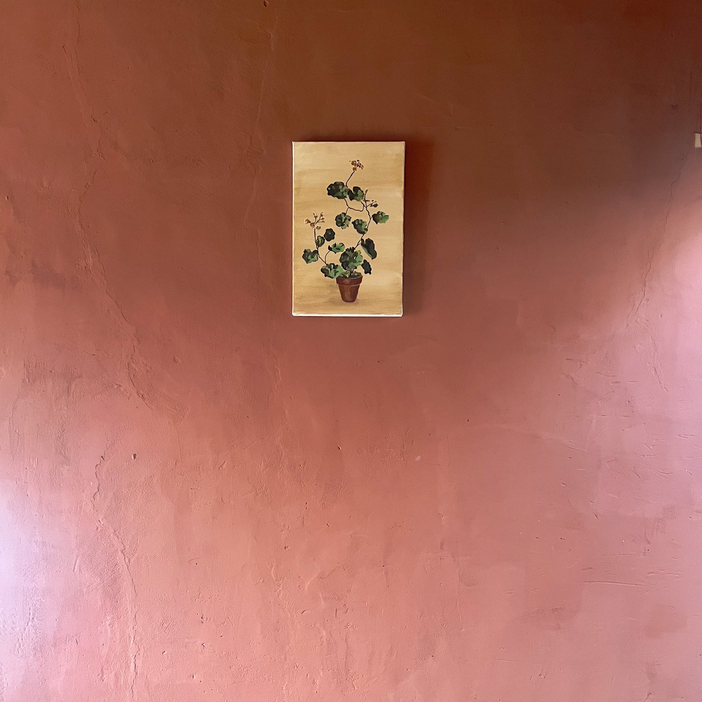Original Painting on Canvas "Geranium in Pot"