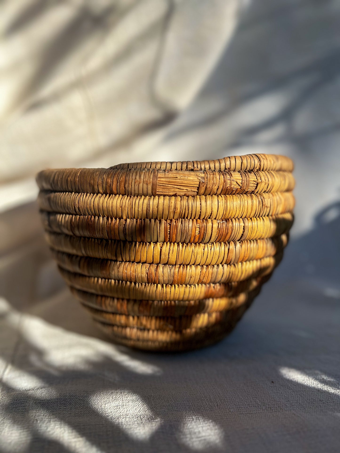 Hand Coiled Straw Basket