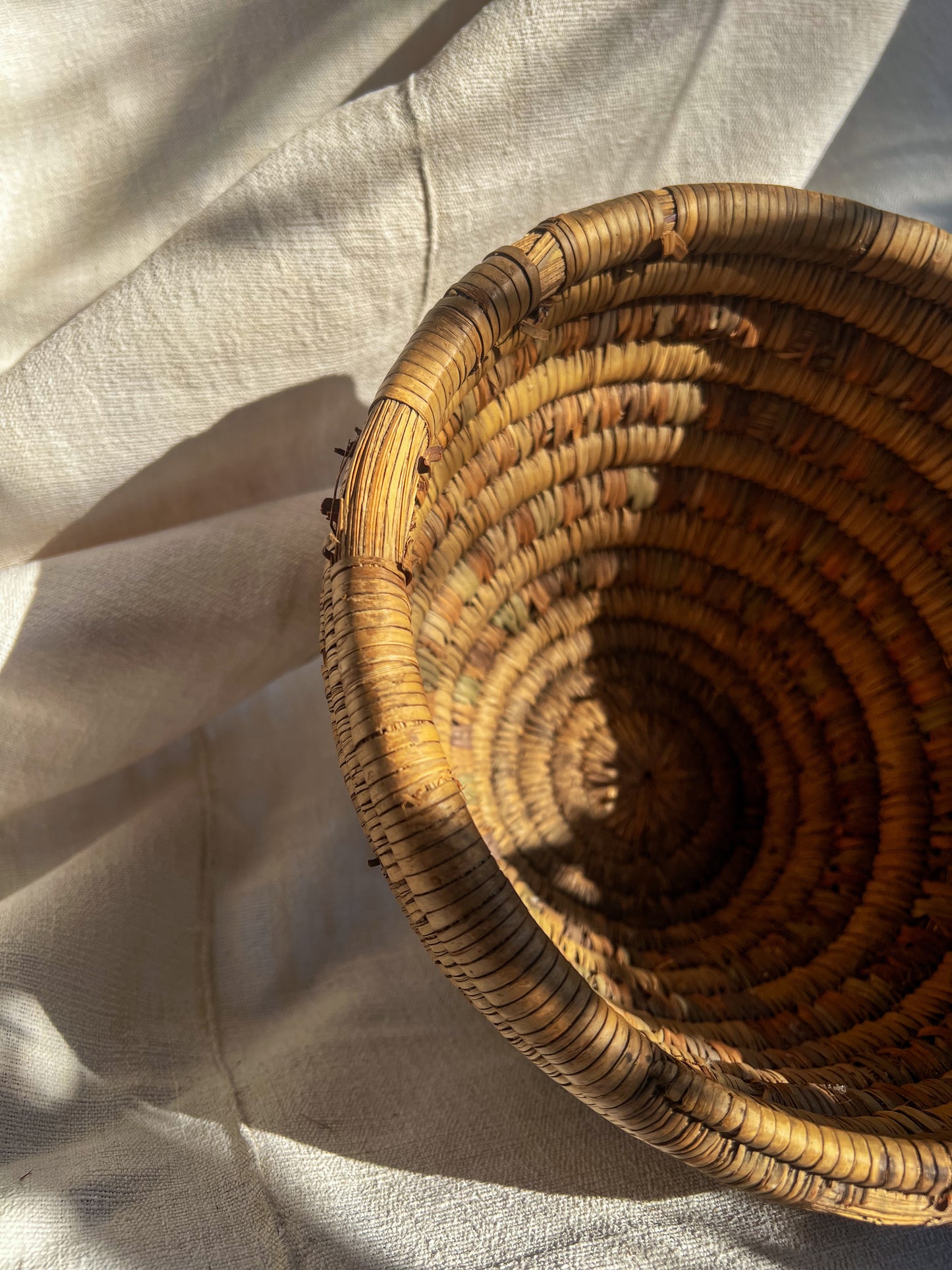 Hand Coiled Straw Basket