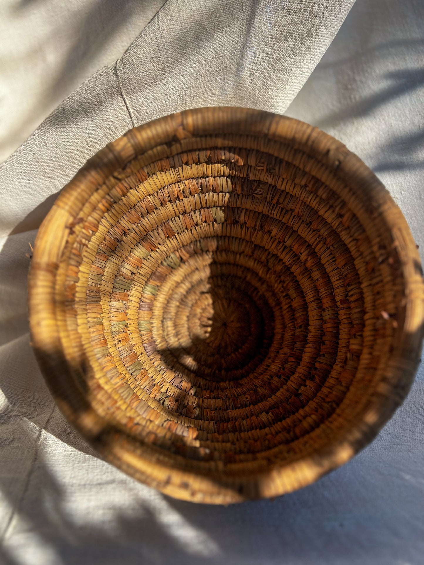 Hand Coiled Straw Basket