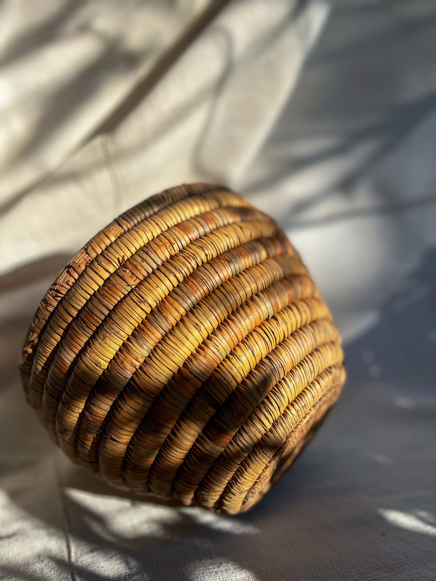 Hand Coiled Straw Basket