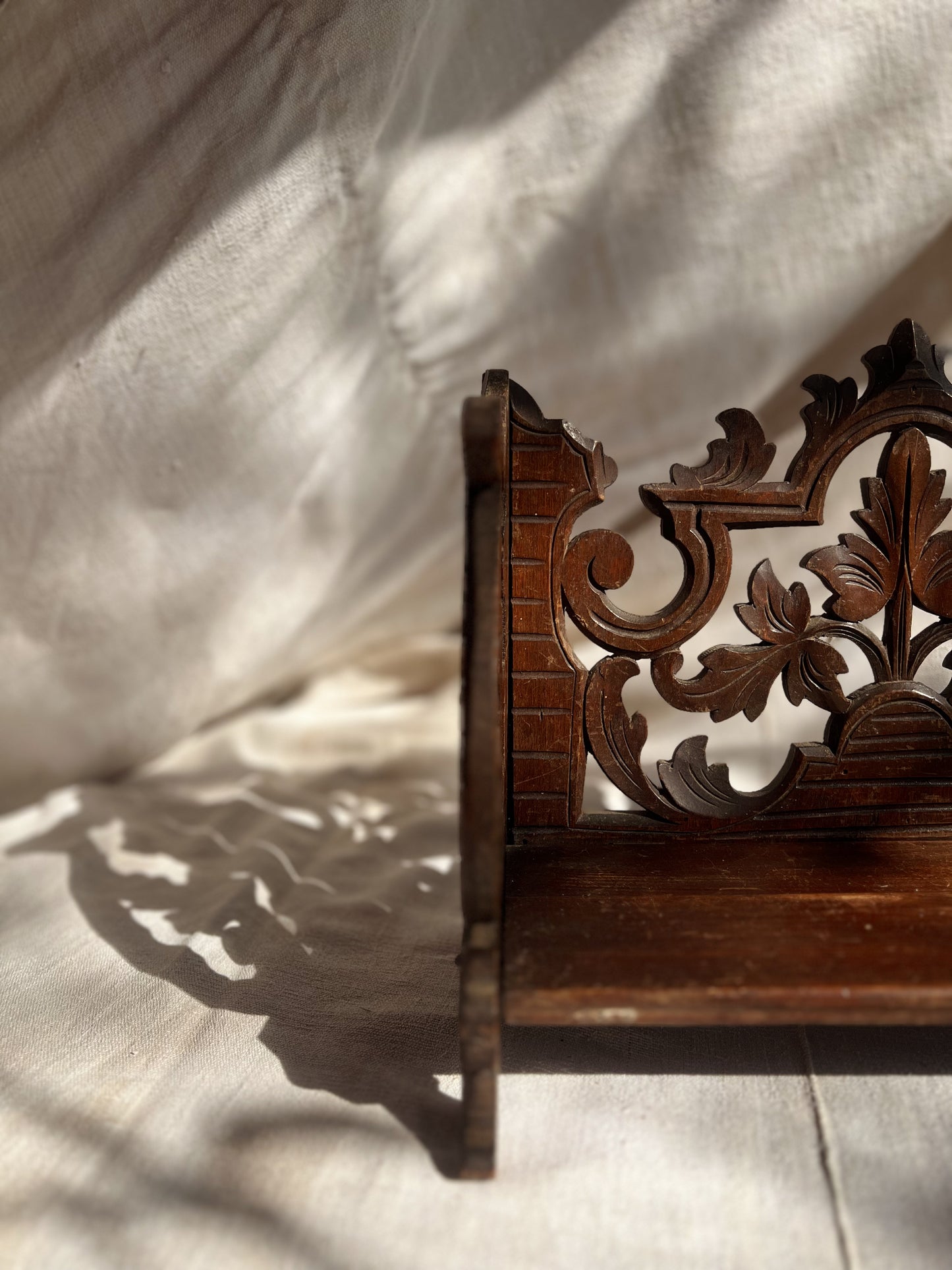 Carved Folding Wall or Table Top Shelf