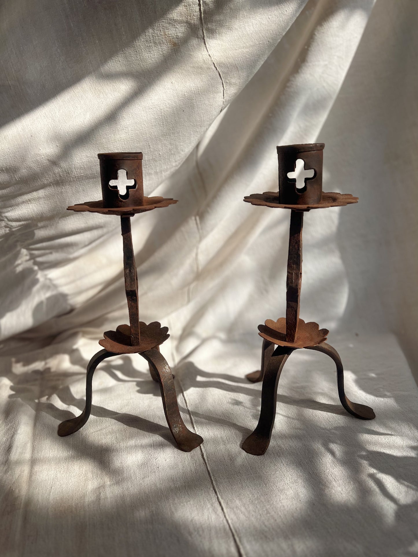 Hand-Forged Iron Gothic Candle Holders