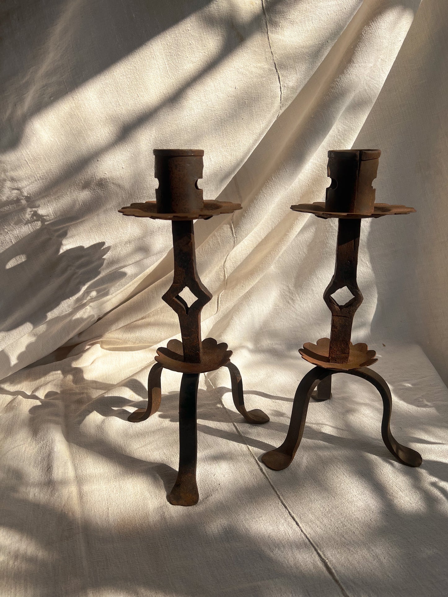 Hand-Forged Iron Gothic Candle Holders
