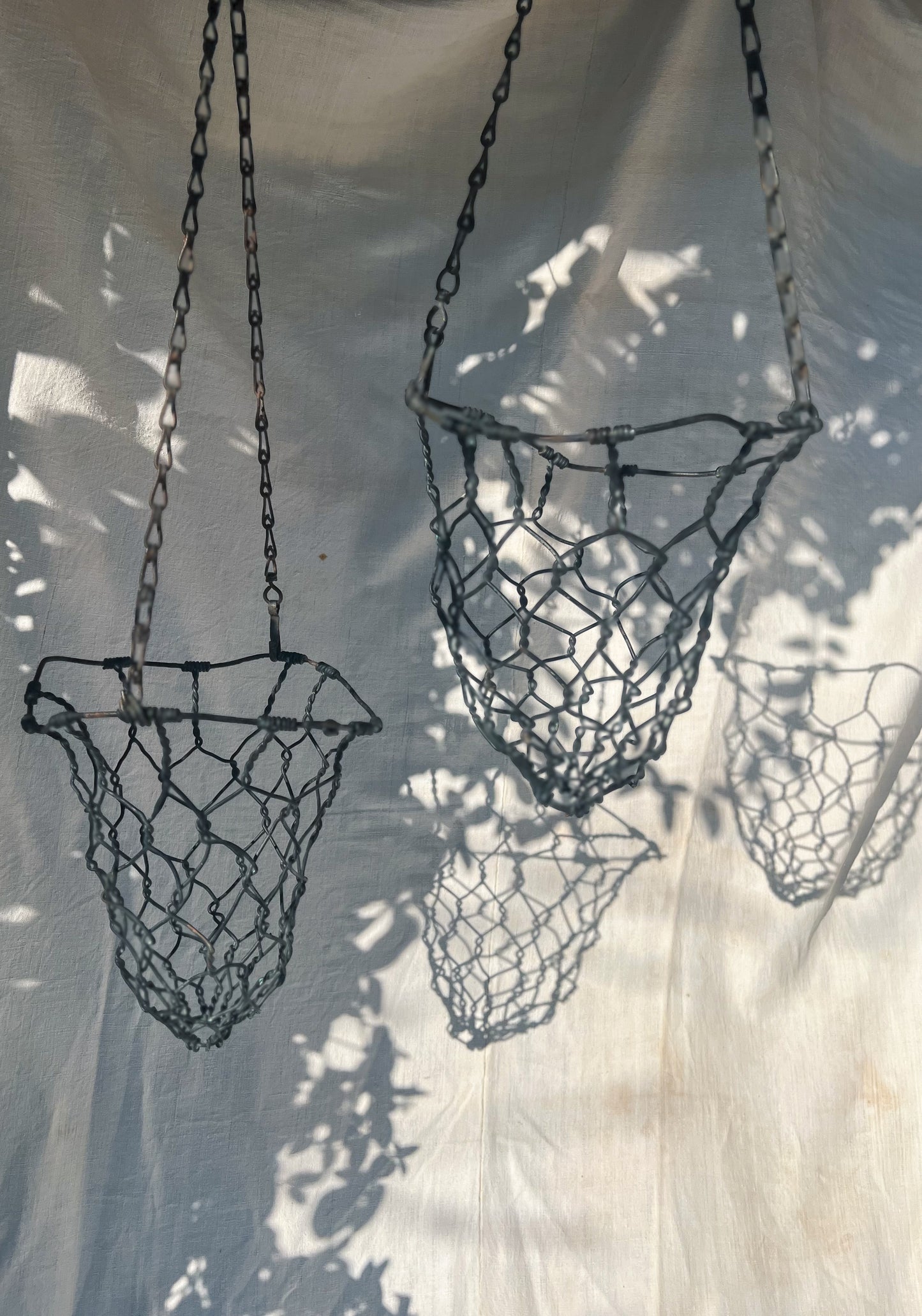 Pair of Hanging Baskets - Wire Cow Feeders