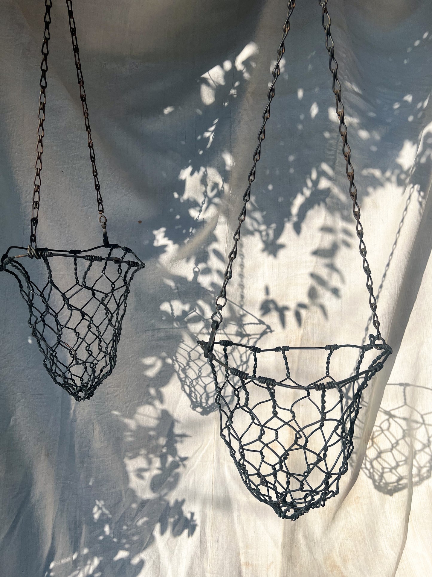 Pair of Hanging Baskets - Wire Cow Feeders