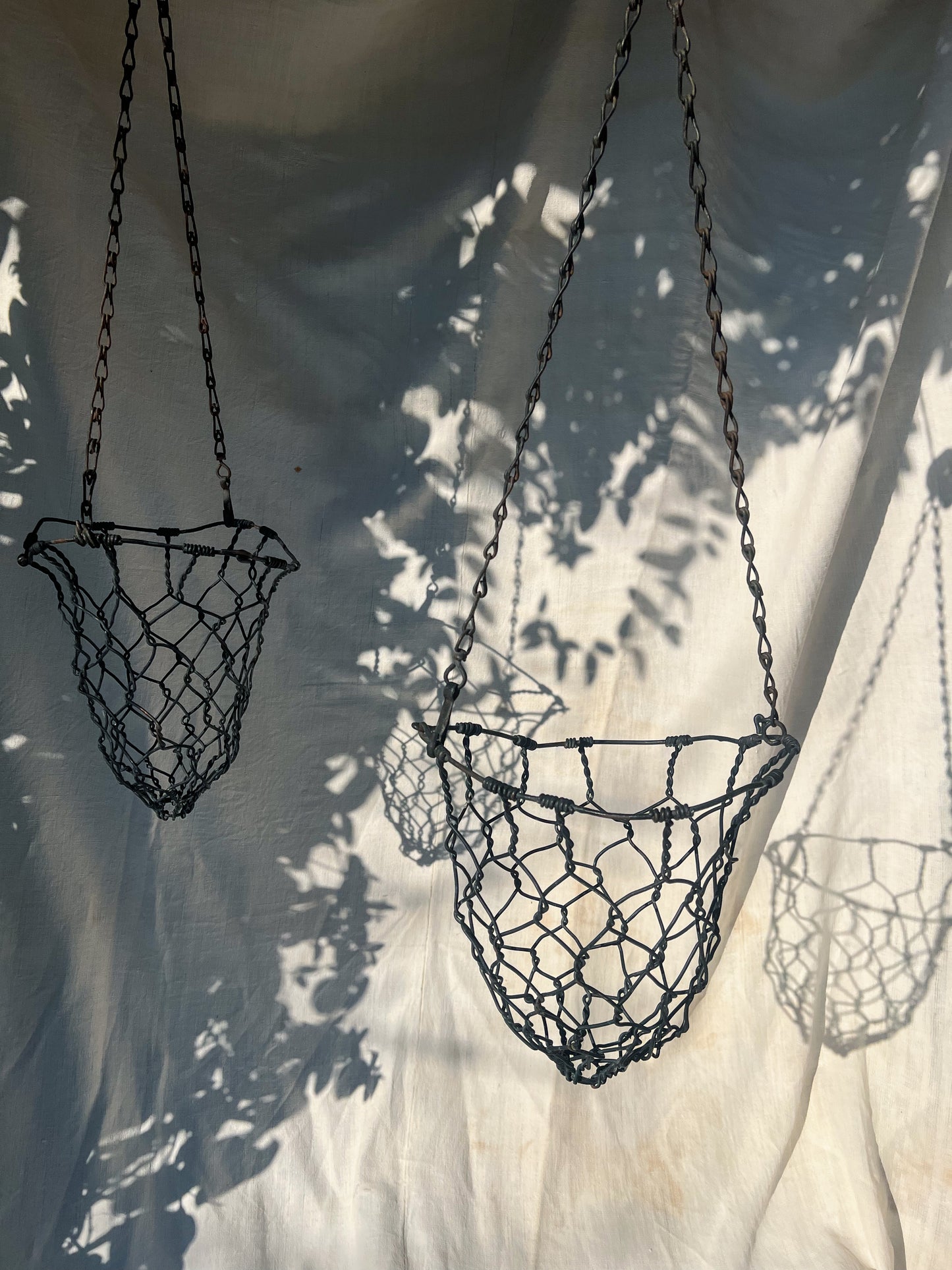 Pair of Hanging Baskets - Wire Cow Feeders