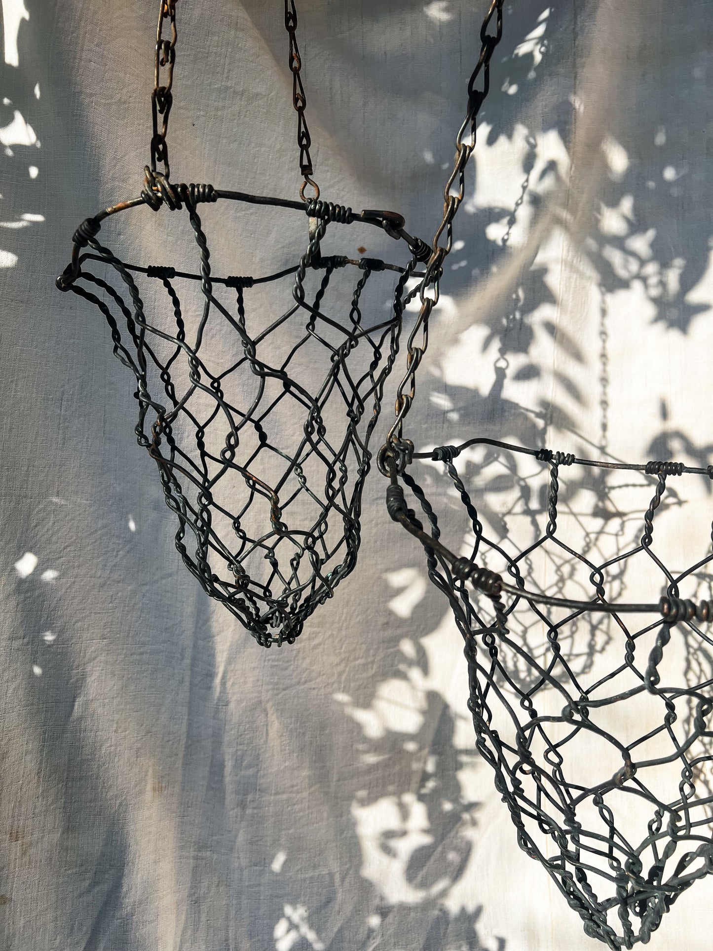Pair of Hanging Baskets - Wire Cow Feeders