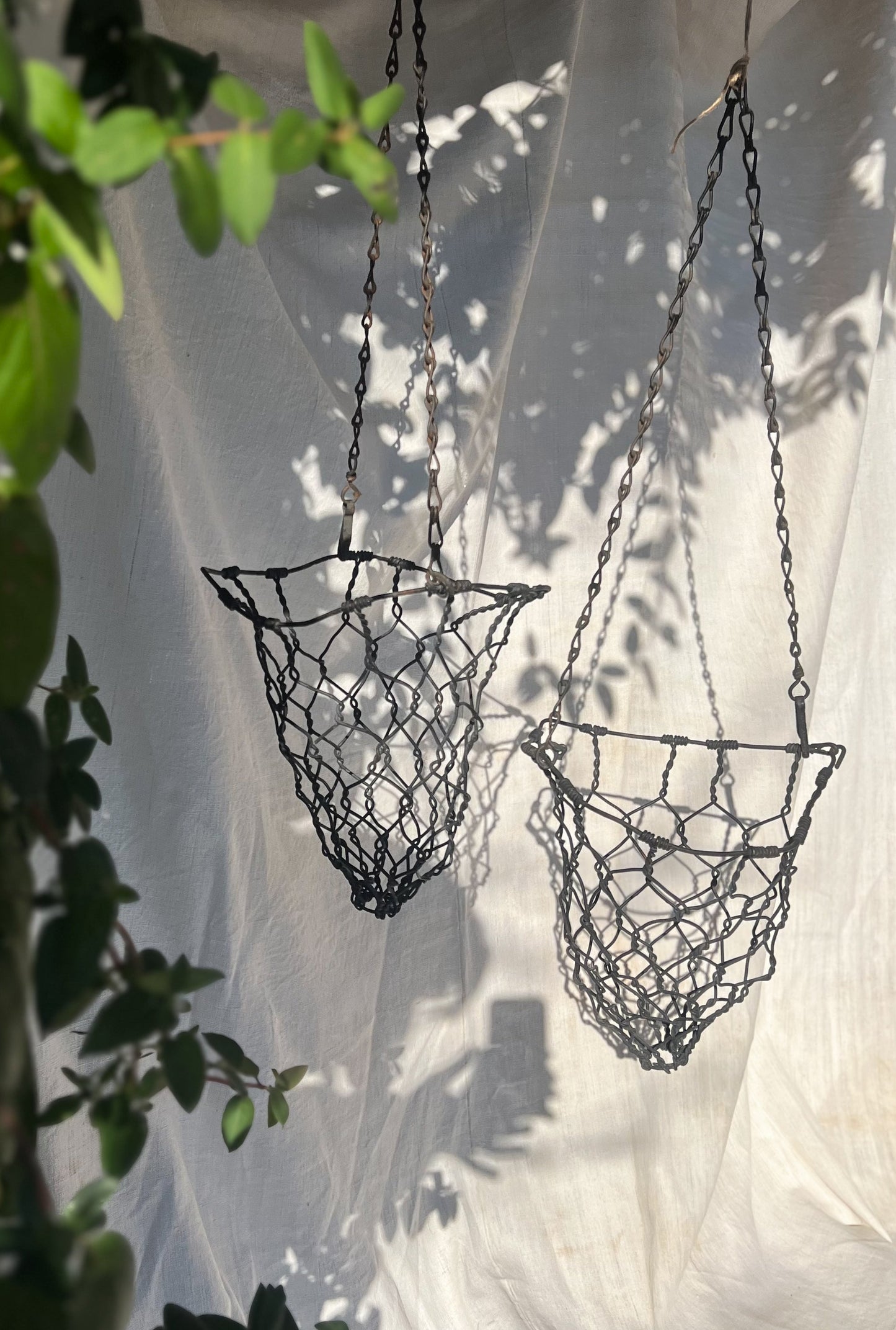 Pair of Hanging Baskets - Wire Cow Feeders
