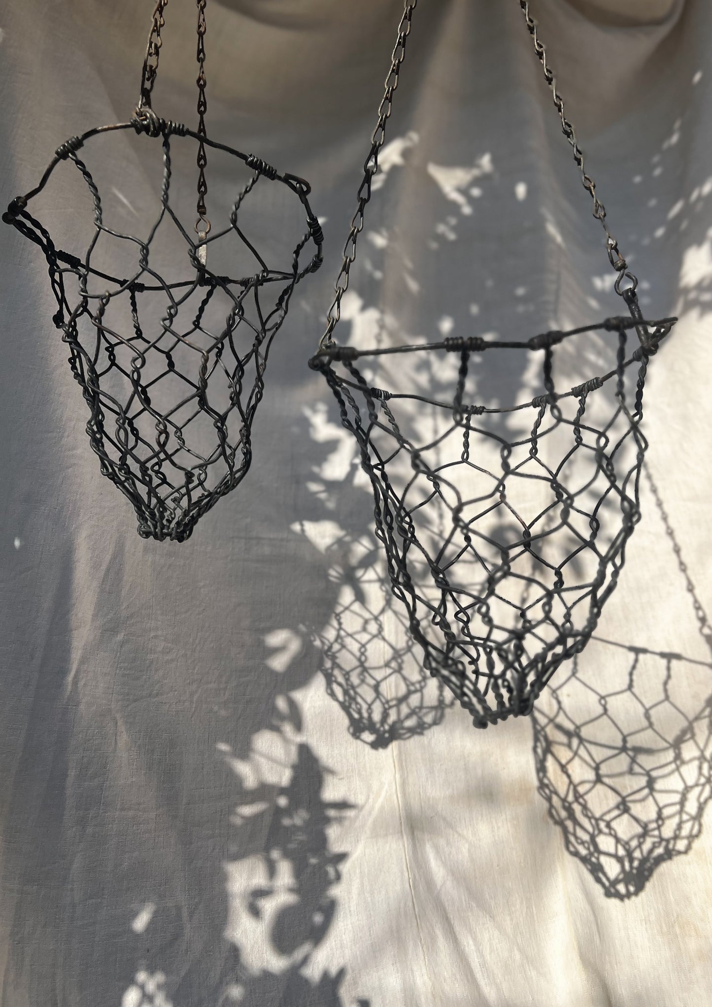 Pair of Hanging Baskets - Wire Cow Feeders