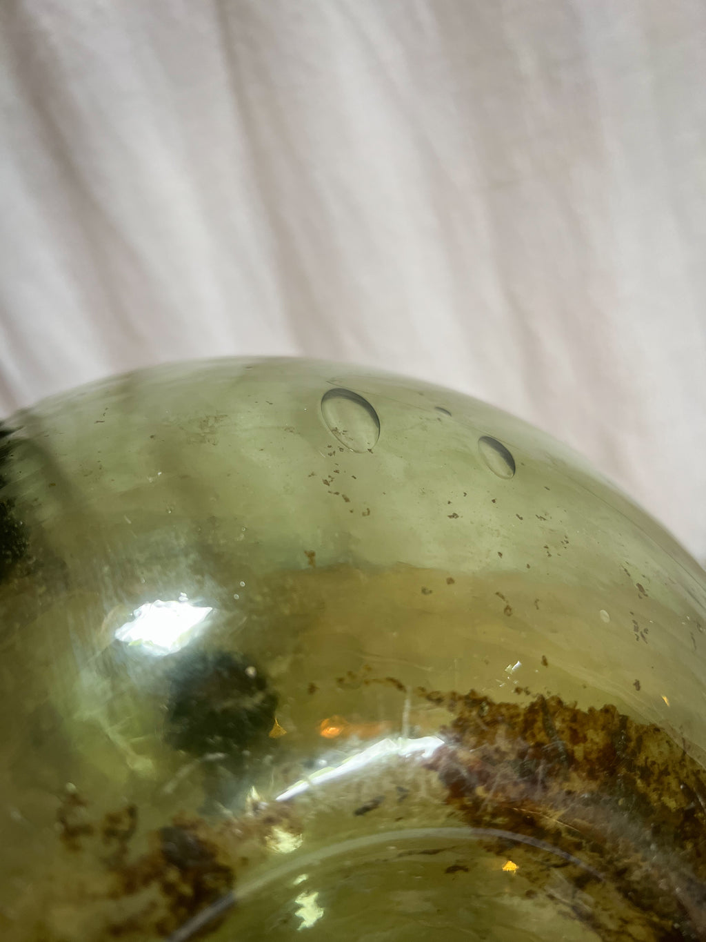 French  Large Green Glass Dame Jeanne