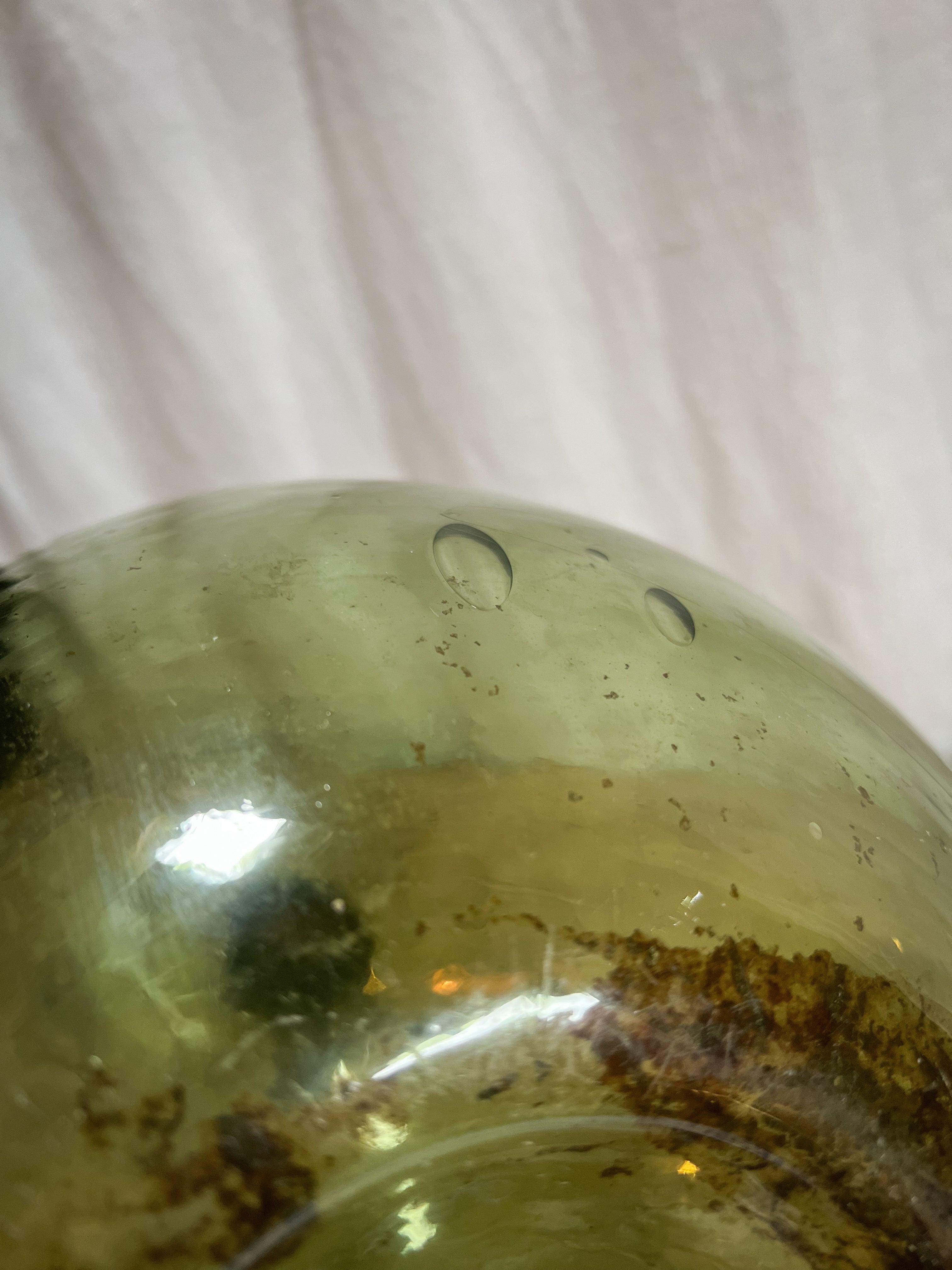 French  Large Green Glass Dame Jeanne