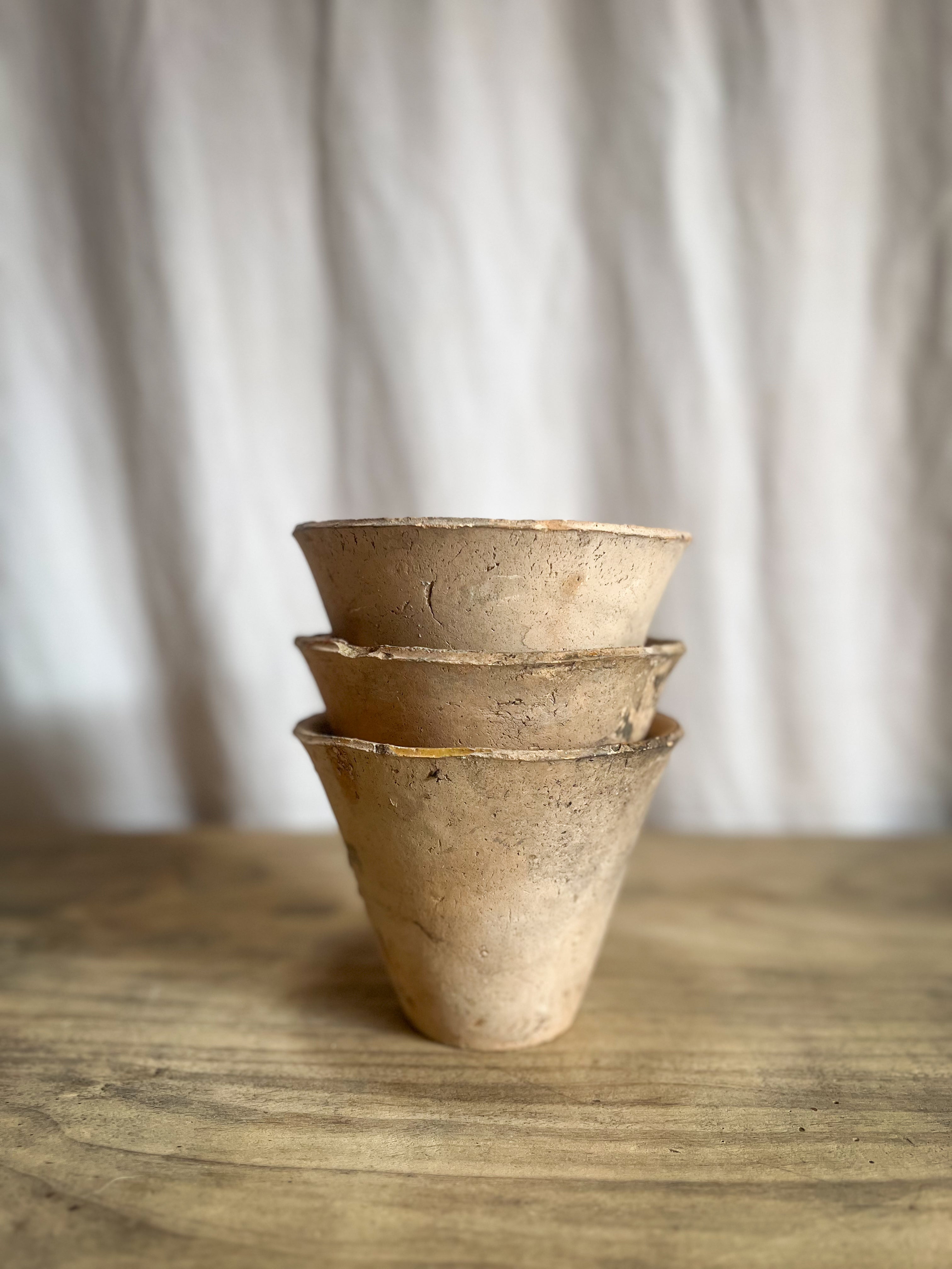 Set of 3 Terracotta French Sap Pots