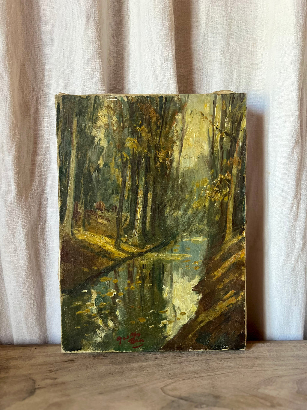 French Woodland Oil Painting on Canvas