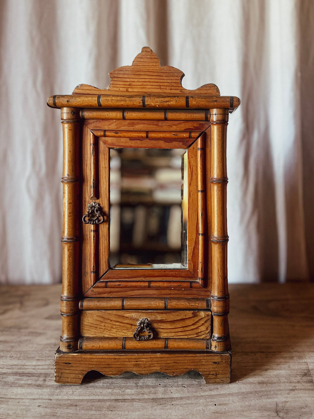 Faux-Bamboo Miniature Cabinet