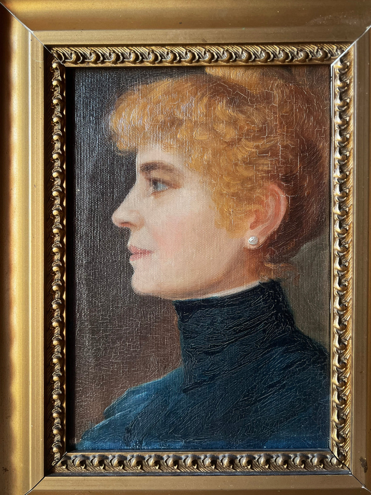 French Cabinet Portrait of a Woman — Oil on Canvas