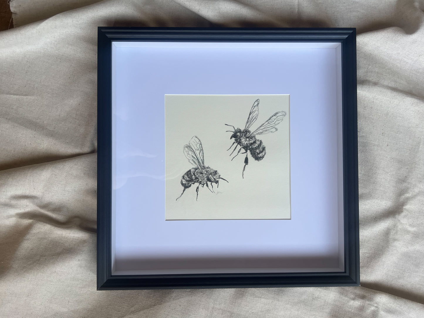 Black Frame with Two Bees