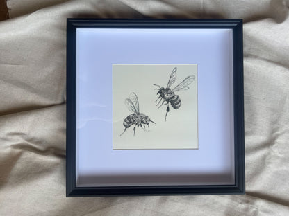 Black Frame with Two Bees