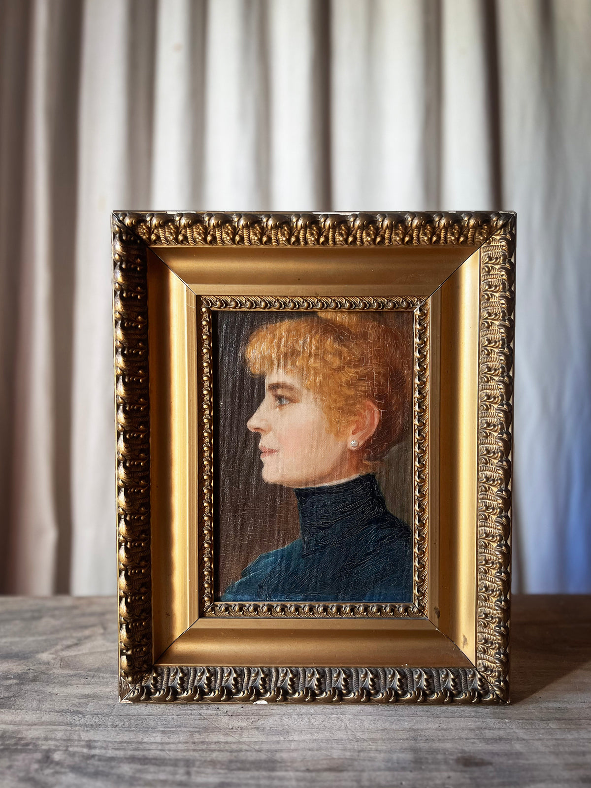 French Cabinet Portrait of a Woman — Oil on Canvas