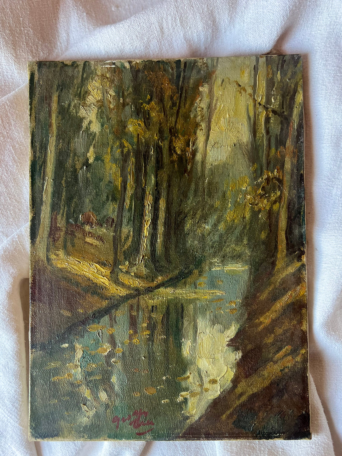 French Woodland Oil Painting on Canvas
