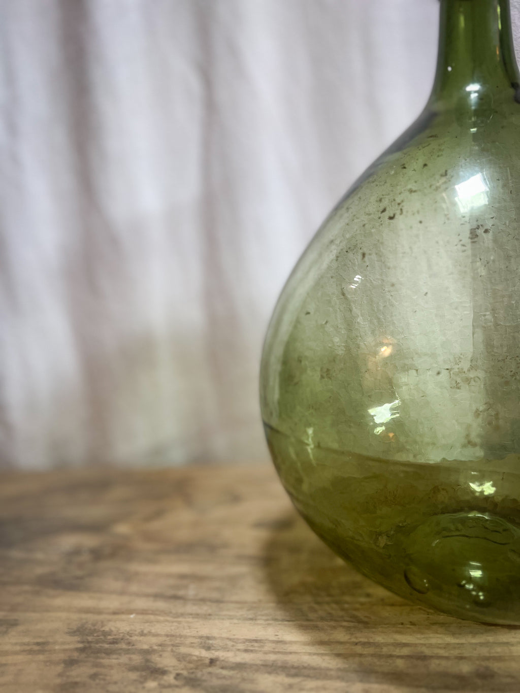 French  Large Green Glass Dame Jeanne