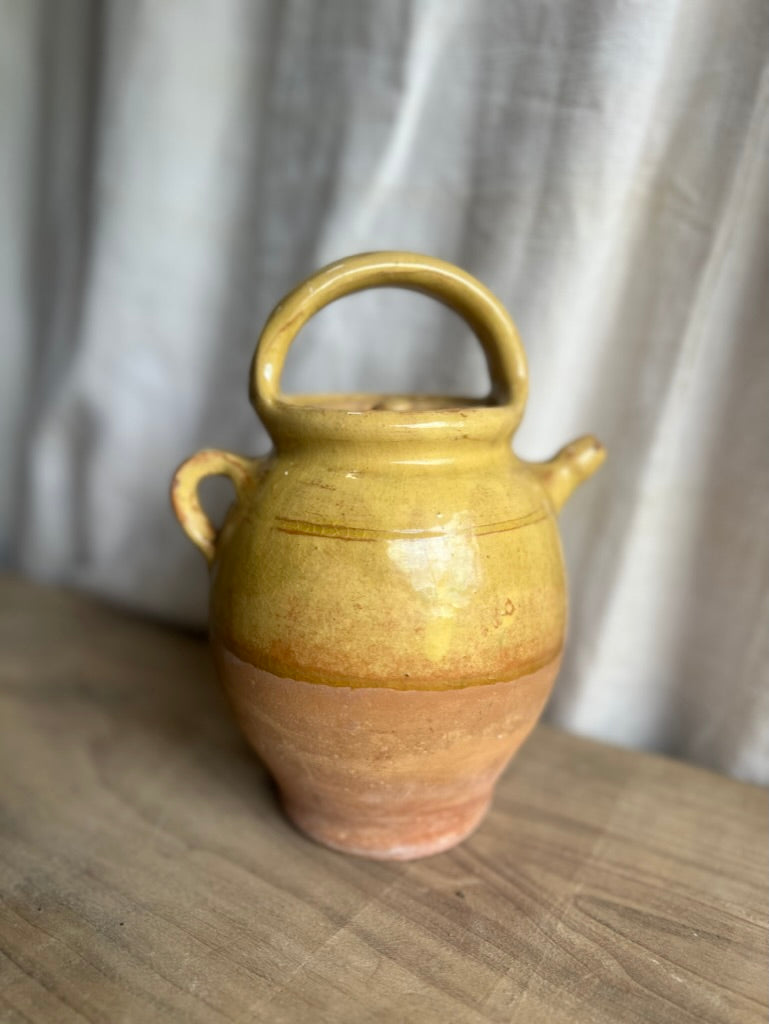 French Gargoulette Yellow Ceramic Water Jug