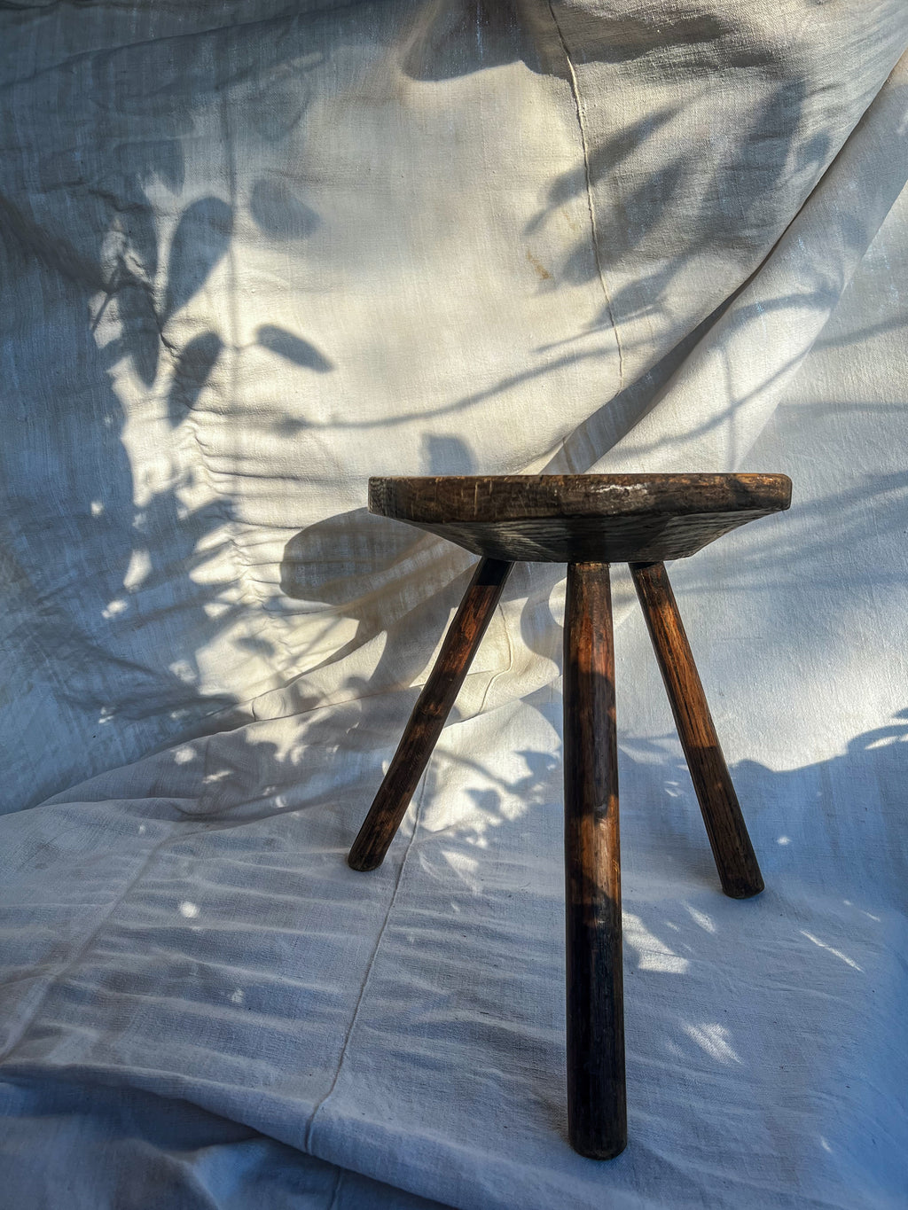 Handmade Wooden Milking Stool – Pyrenees, 19th Century