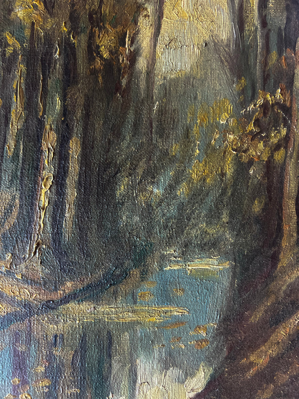 French Woodland Oil Painting on Canvas