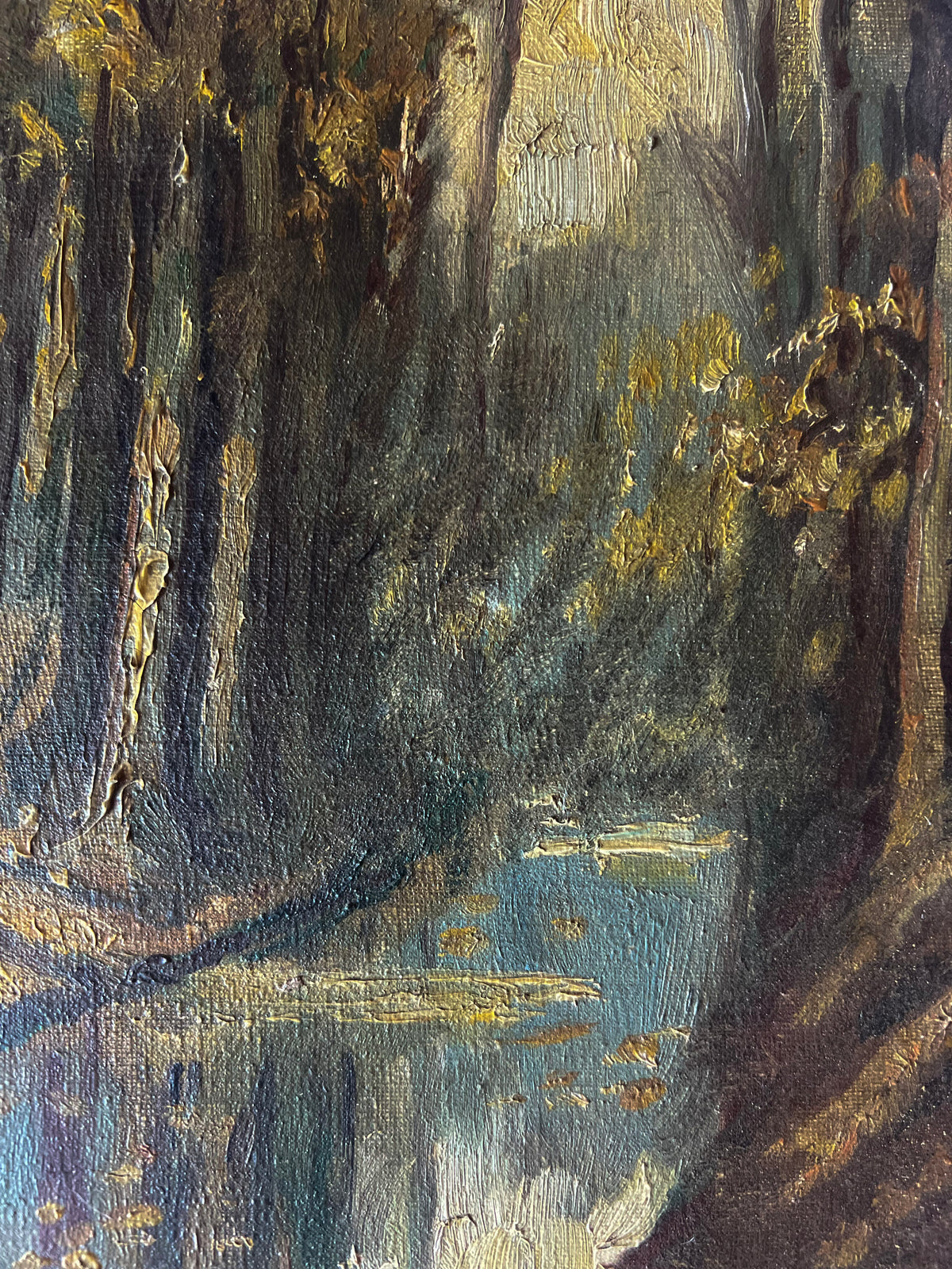 French Woodland Oil Painting on Canvas