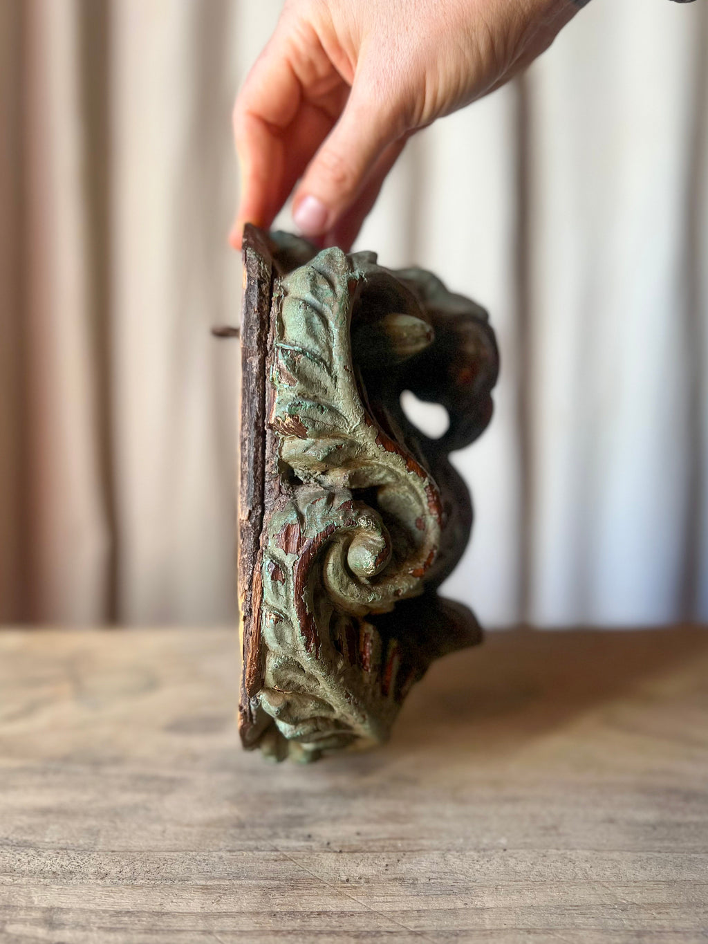Carved Wood Architectural Fragment / Corbel