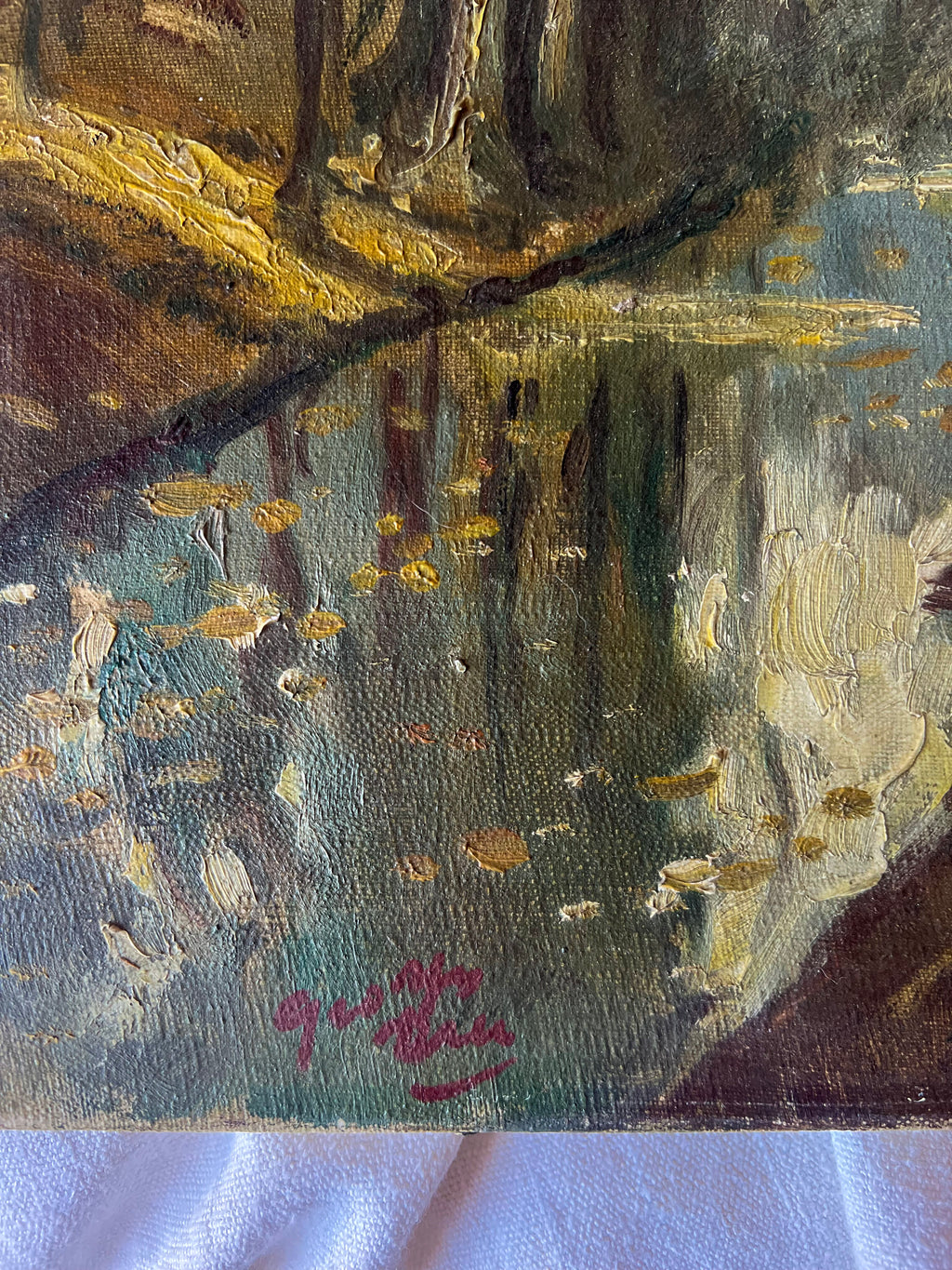 French Woodland Oil Painting on Canvas