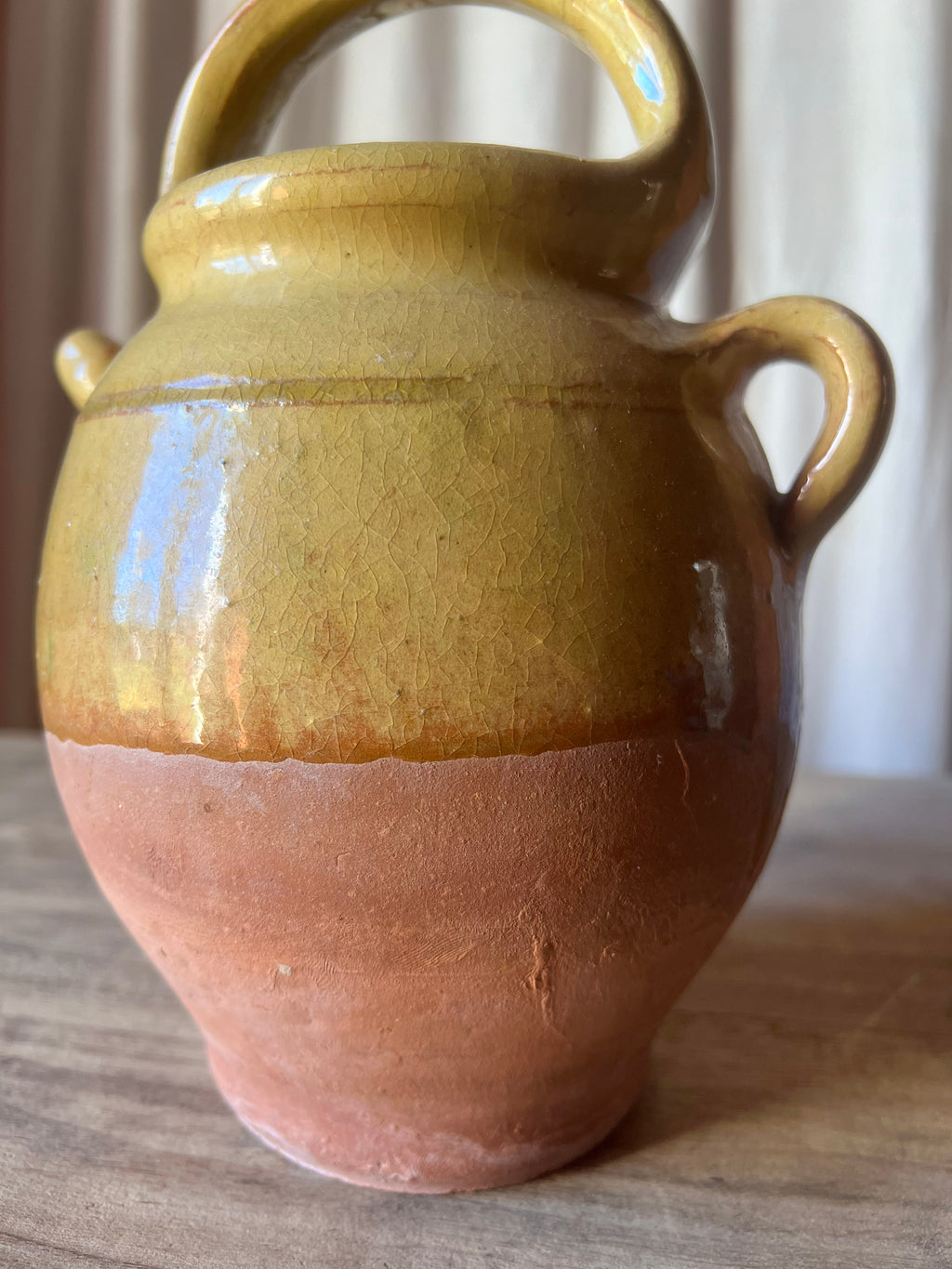 Small French Gargoulette Yellow Ceramic Water Jug