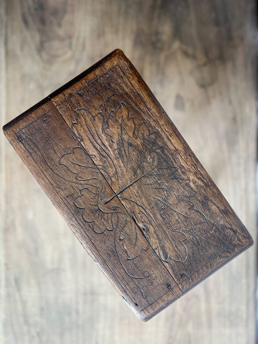 Victorian Carved Wooden Foot Stool with Design