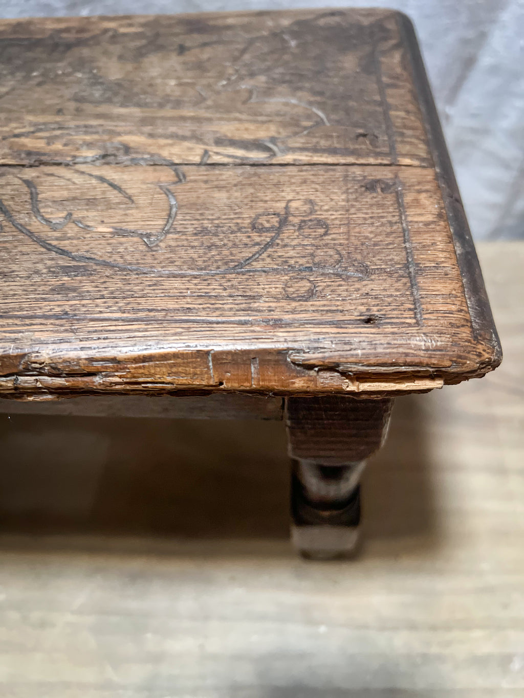 Victorian Carved Wooden Foot Stool with Design
