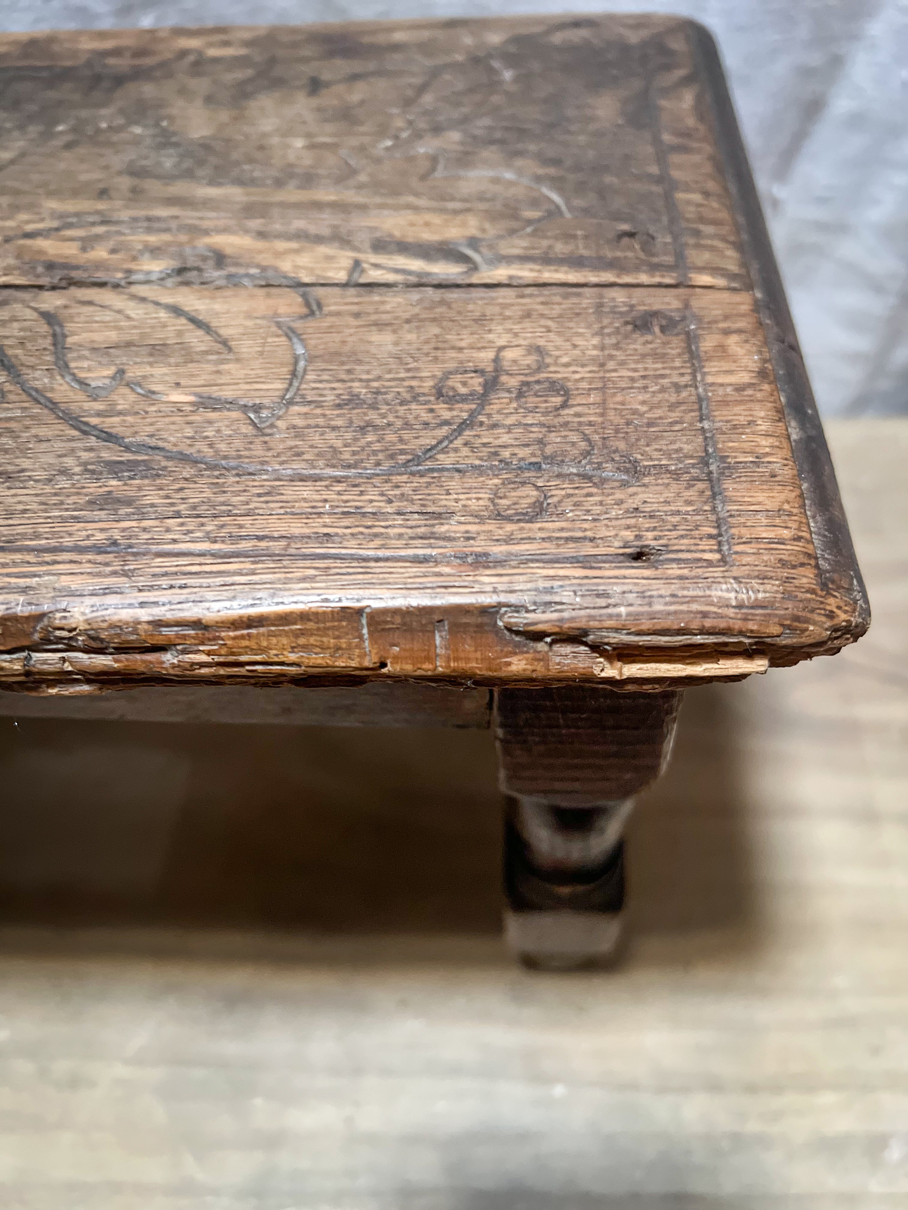 Victorian Carved Wooden Foot Stool with Design