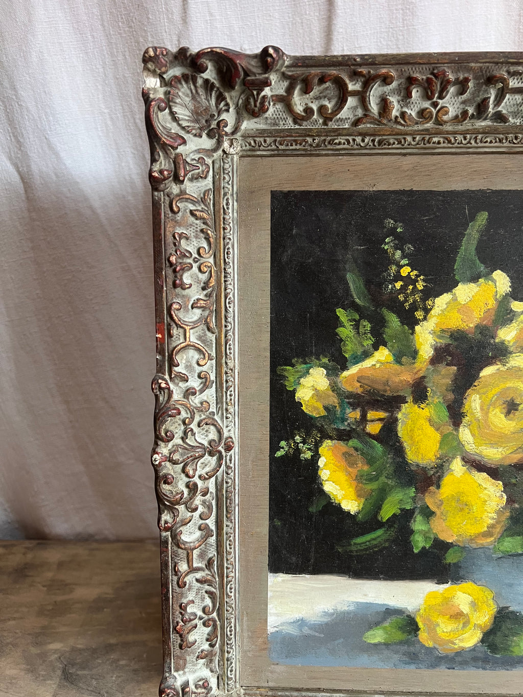 Yellow Roses in Vase  Painting on Board