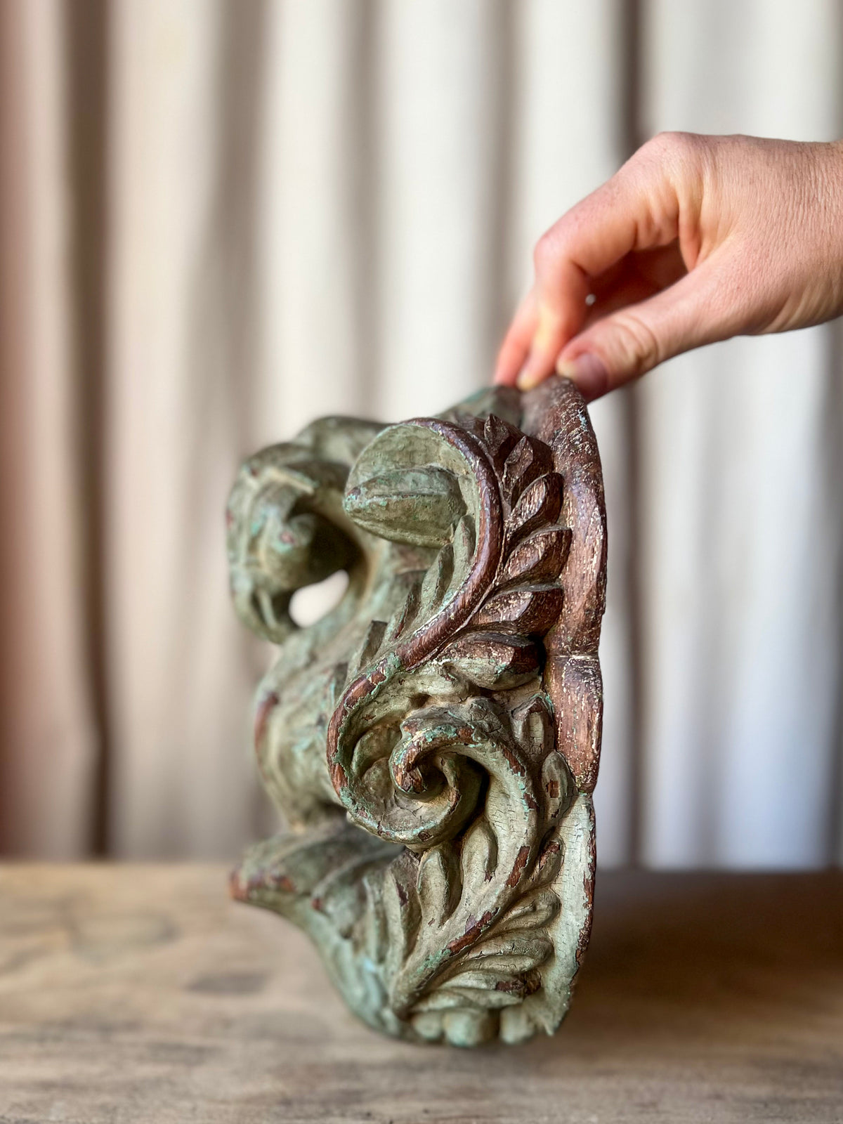 Carved Wood Architectural Fragment / Corbel